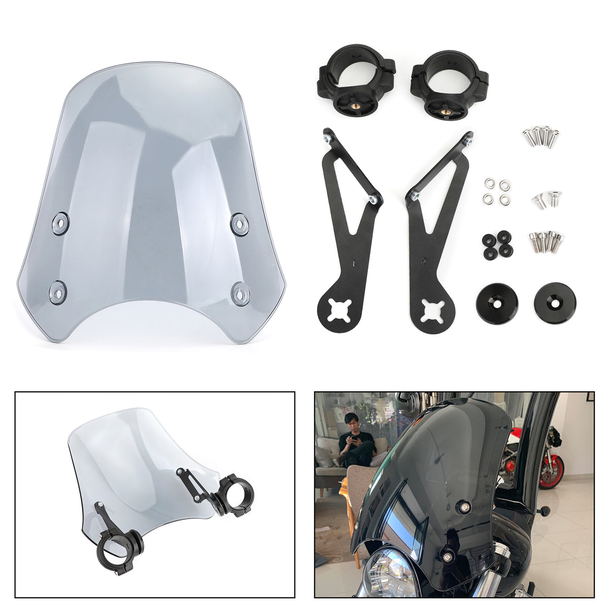 ABS Motorcycle Windscreen Windshield for Dyna Softail Models