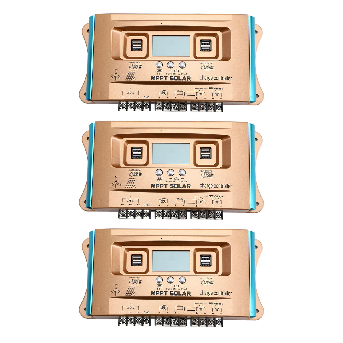 MPPT AUTO Dual USB Wind Solar Hybrid Charge Controller Cargador 12V-60V