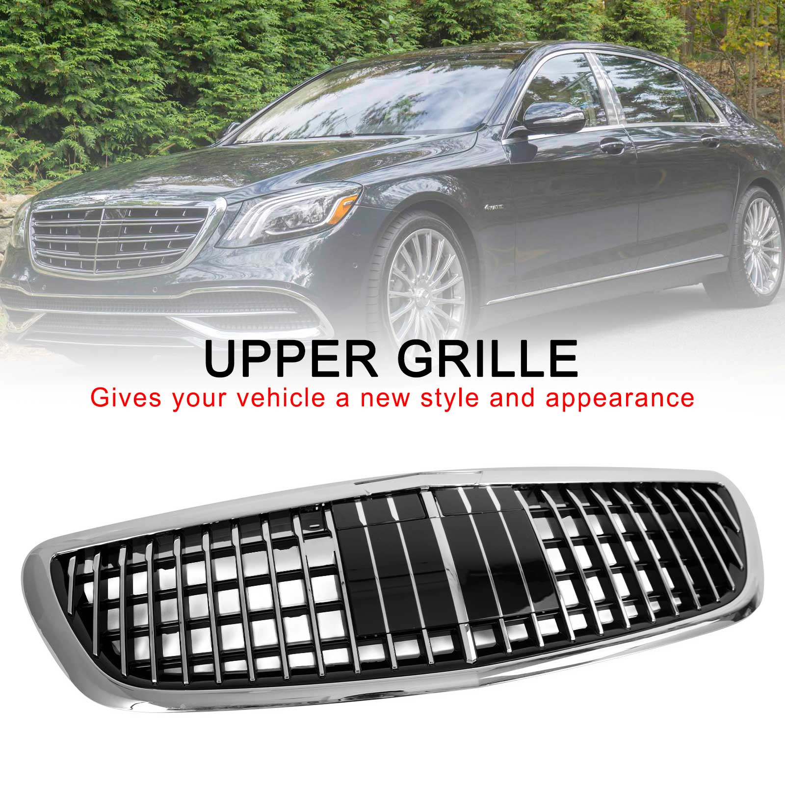 Front Bumper Upper Grille Grill fit Mercedes Benz W222 S class 2014-2020 with ACC