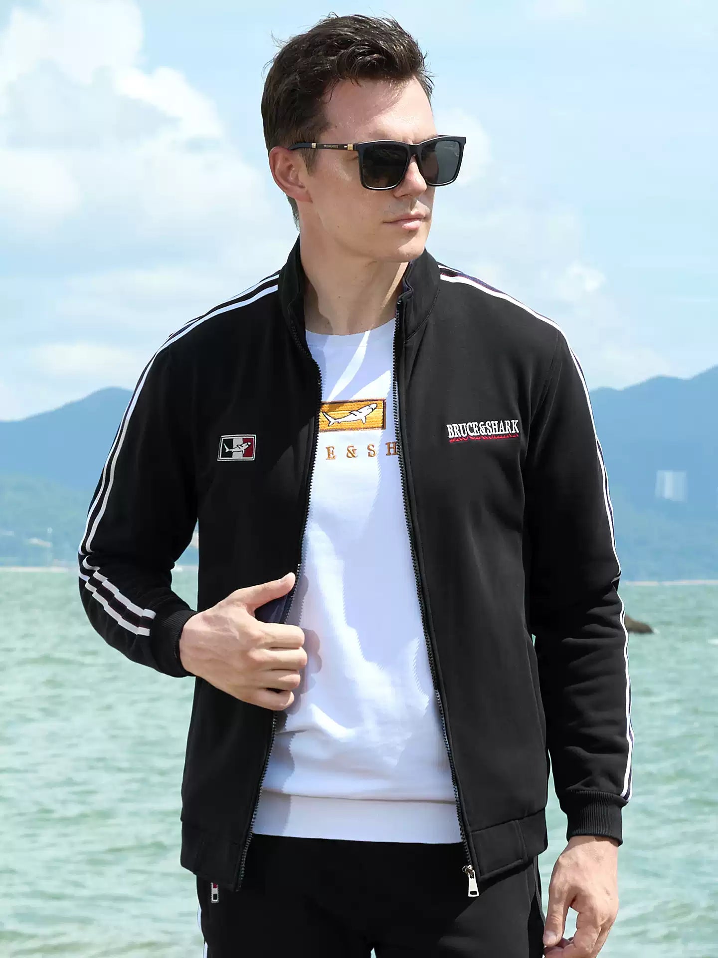 Bruce & Shark Autumn/Winter New Trend Men's Loose Hoodie  Brand Plus Size Thickened Cardigan