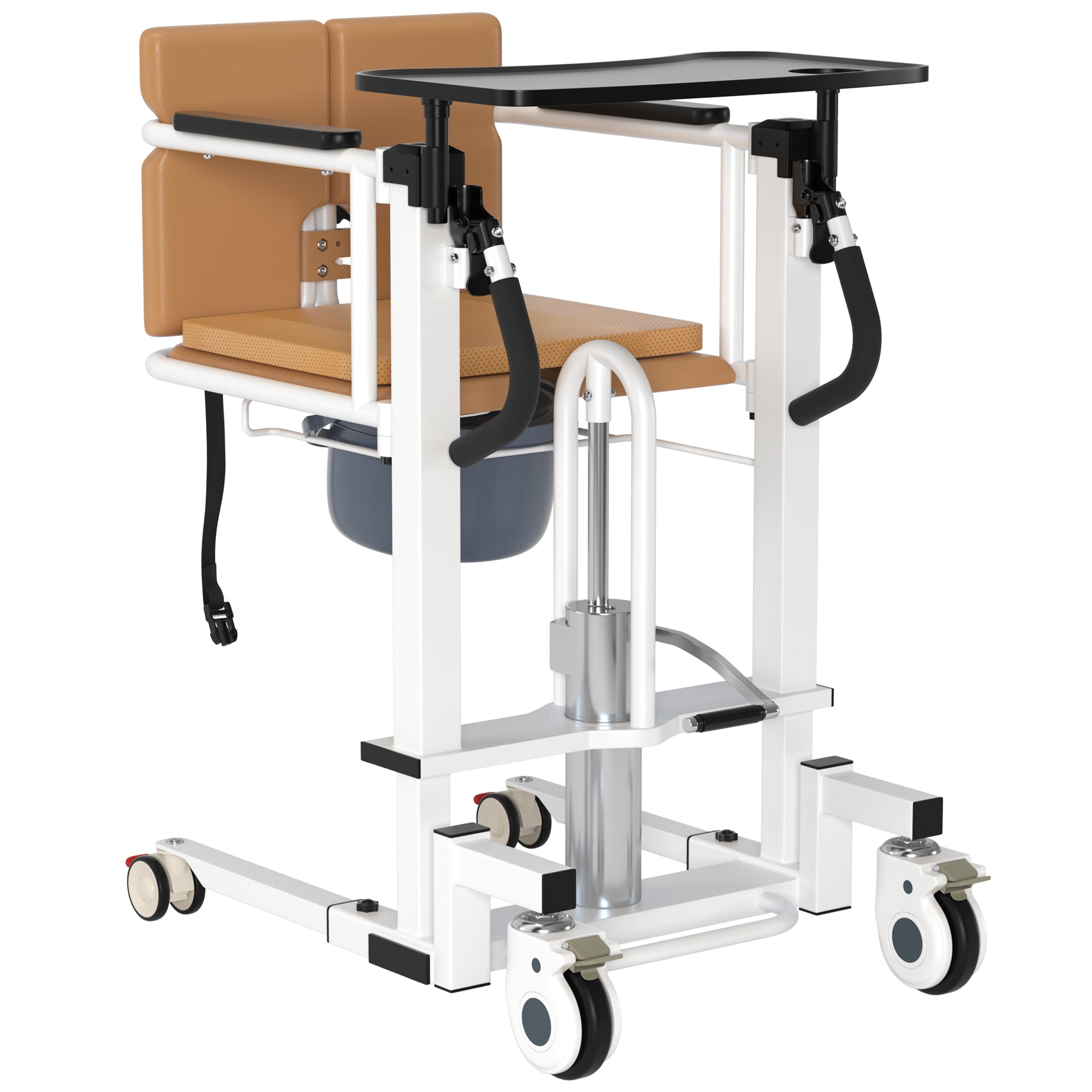 Hydraulic Patient Transfer Lift Wheelchair w/180° Split Seat And Table
