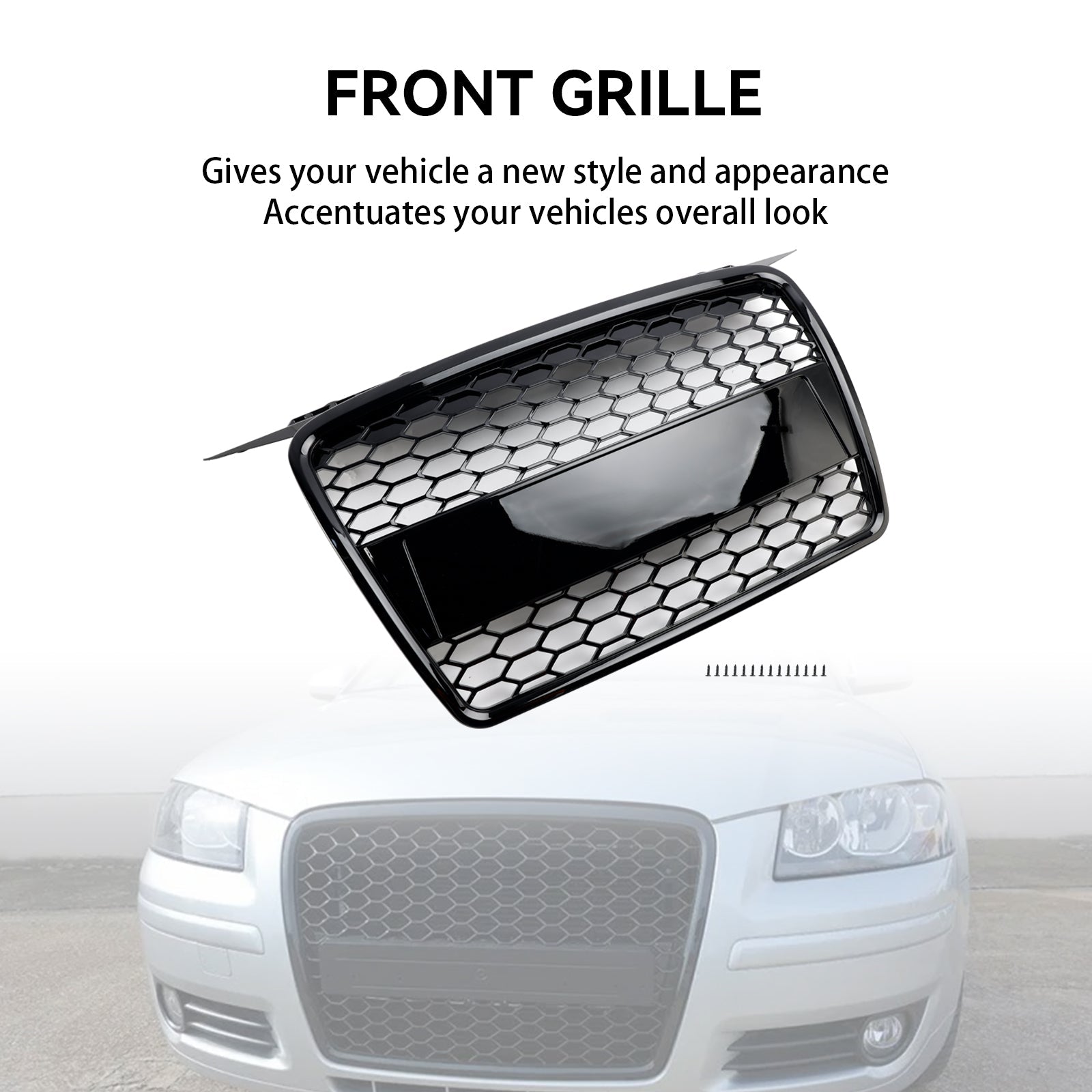 RS3 Style Front Bumper Grill Grille Fit Audi A3 8P 2004-2008 8P4853651A