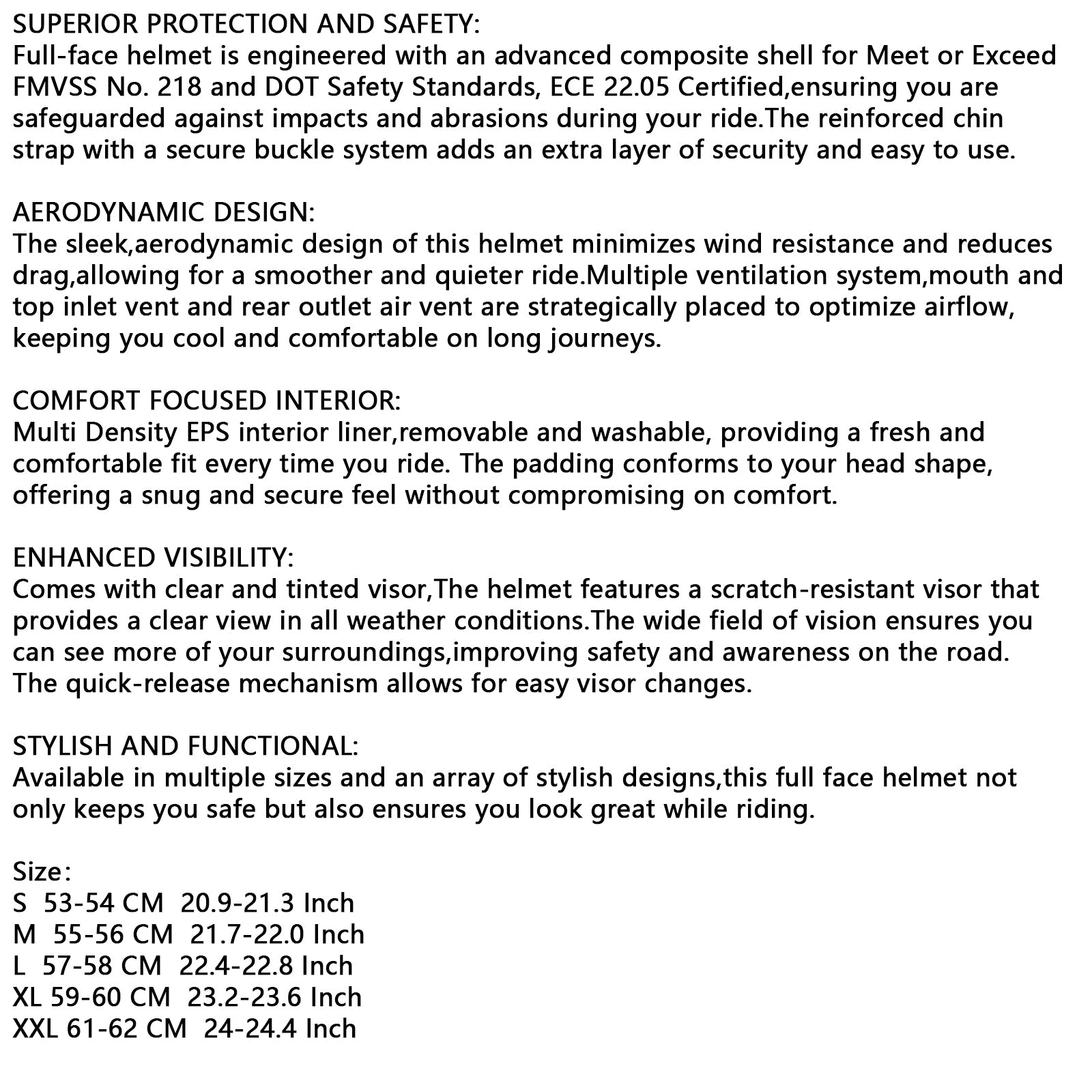 DOT Motorcycle Helmet Adult Street Full Face Gloss Black