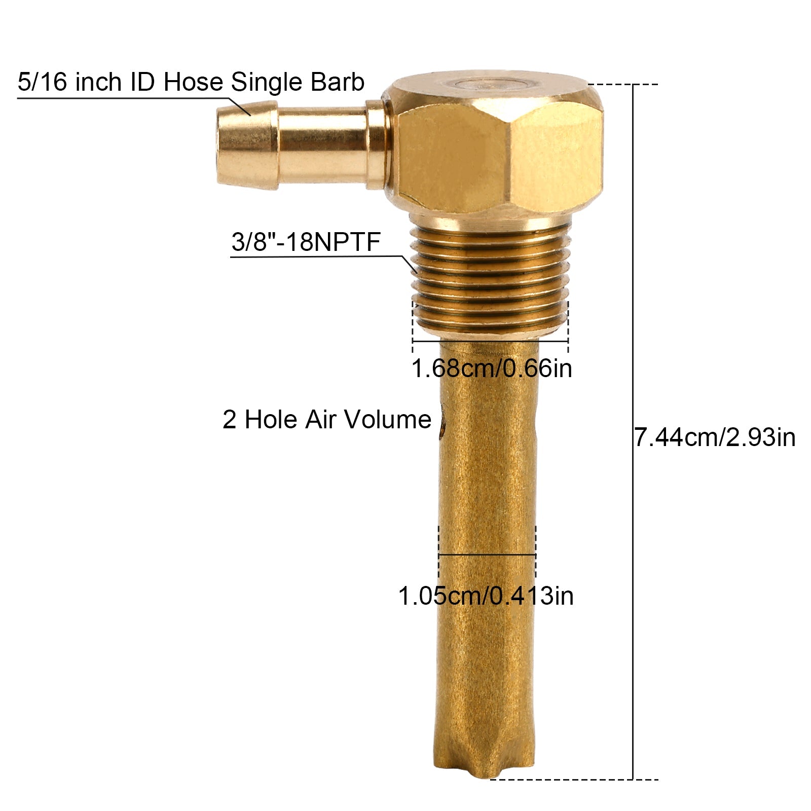 2x 5/16" ID Hose Fuel Tank Vent 3/8"-18NPTF Thread For both small and large tanks