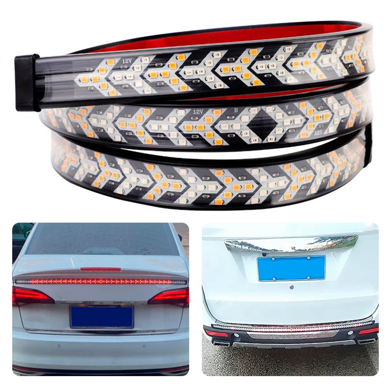 Car Truck LED TailLight Strip Turn Signal Lamp Flowing Dynamic Fish Bone 1.5 meters