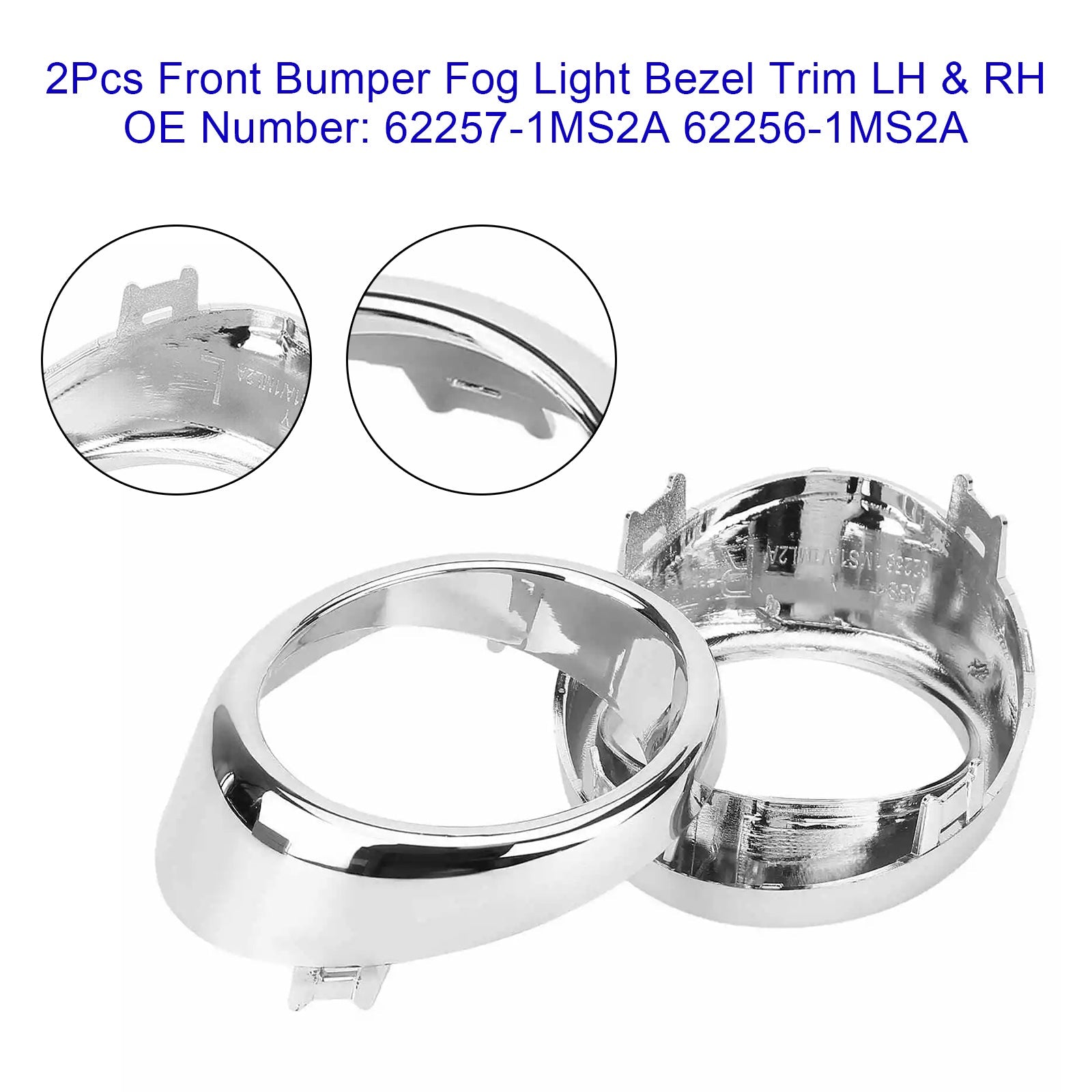 2Pcs Front Bumper Fog Light Bezel Trim LH & RH For Infiniti G25 G37 M56 M37