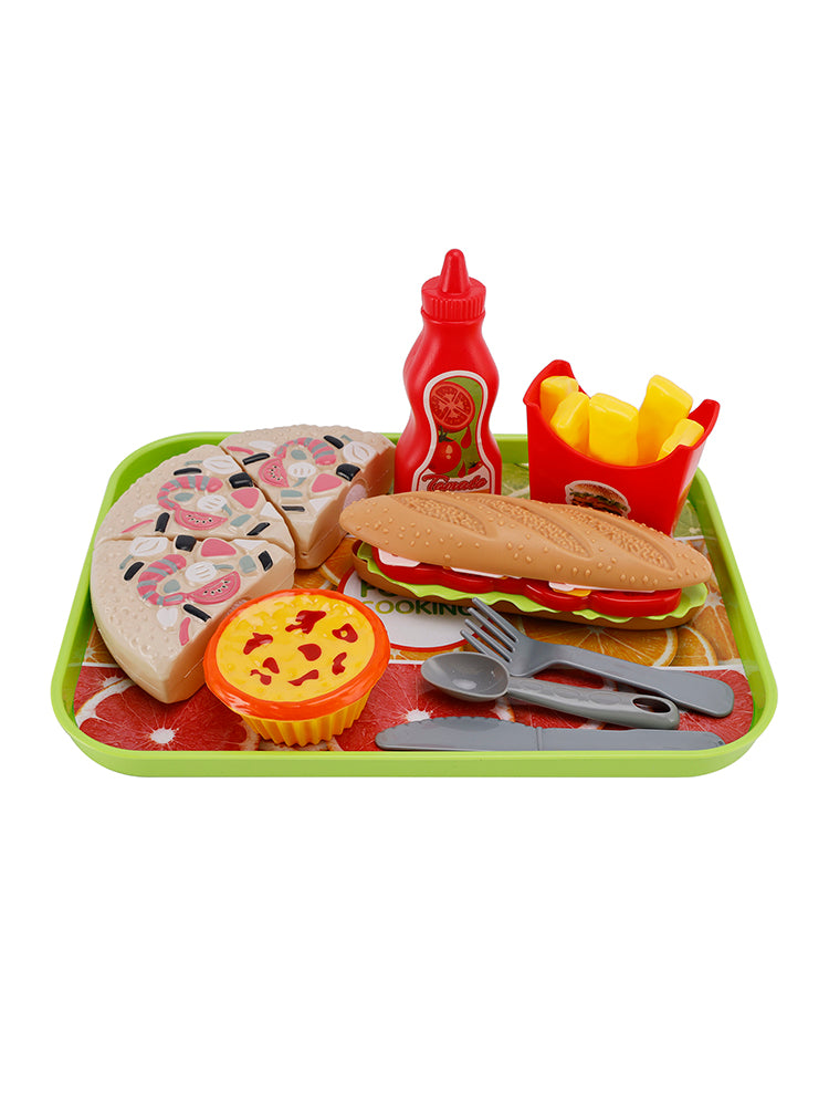 Pizza Egg Tart Hot Dog Fries Play Food Kitchen Set Children Toy Set For Kid