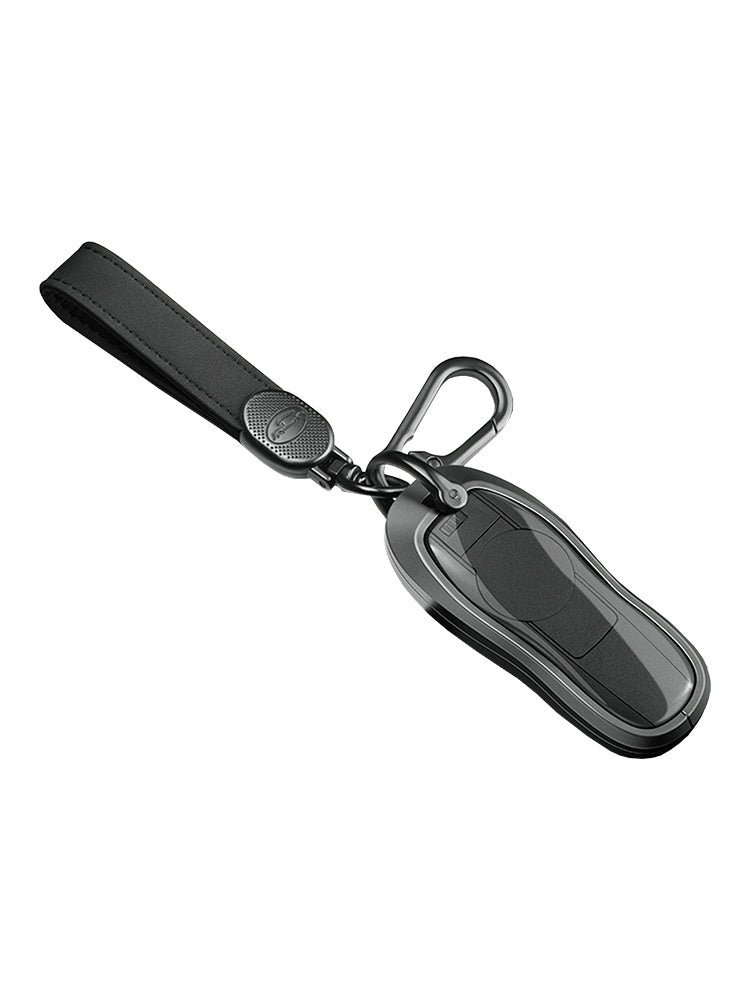 Aluminum Alloy TPU Silvery Car Key Case Cover With Buckle For Porsche Cayenne