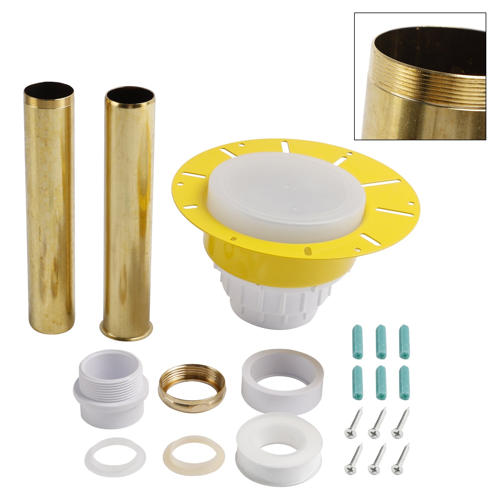 Installation Kit For Freestanding Bathtub With White PVC Pipe and Brass Pipes