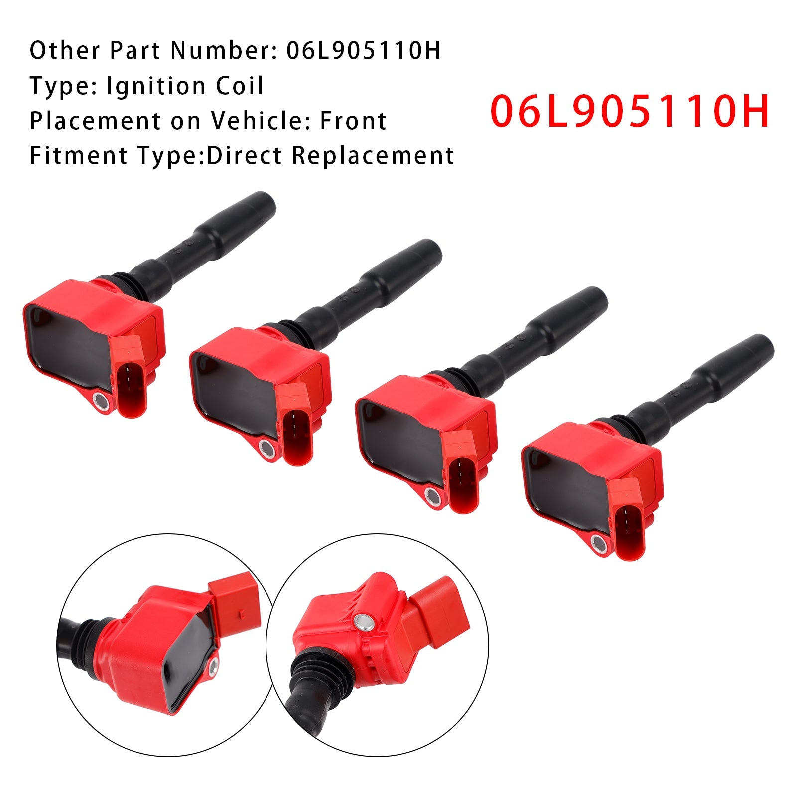 4PCS Ignition Coil 06L905110H For VW Jetta Beetle Passat Golf  1.8 & 2.0 15-2023