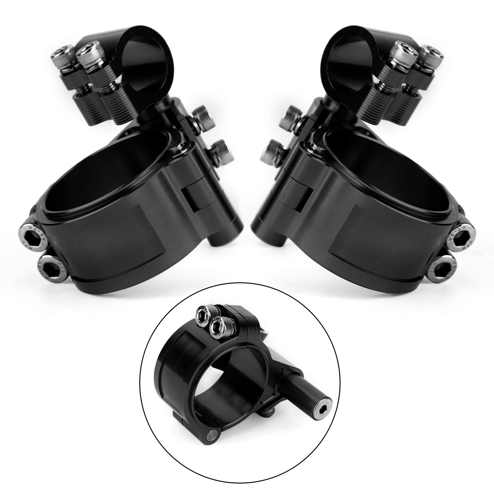 Black Universal Adjustable Rotatable CNC Billet Clip Ons Fork Tube Handlebar Kit 51mm