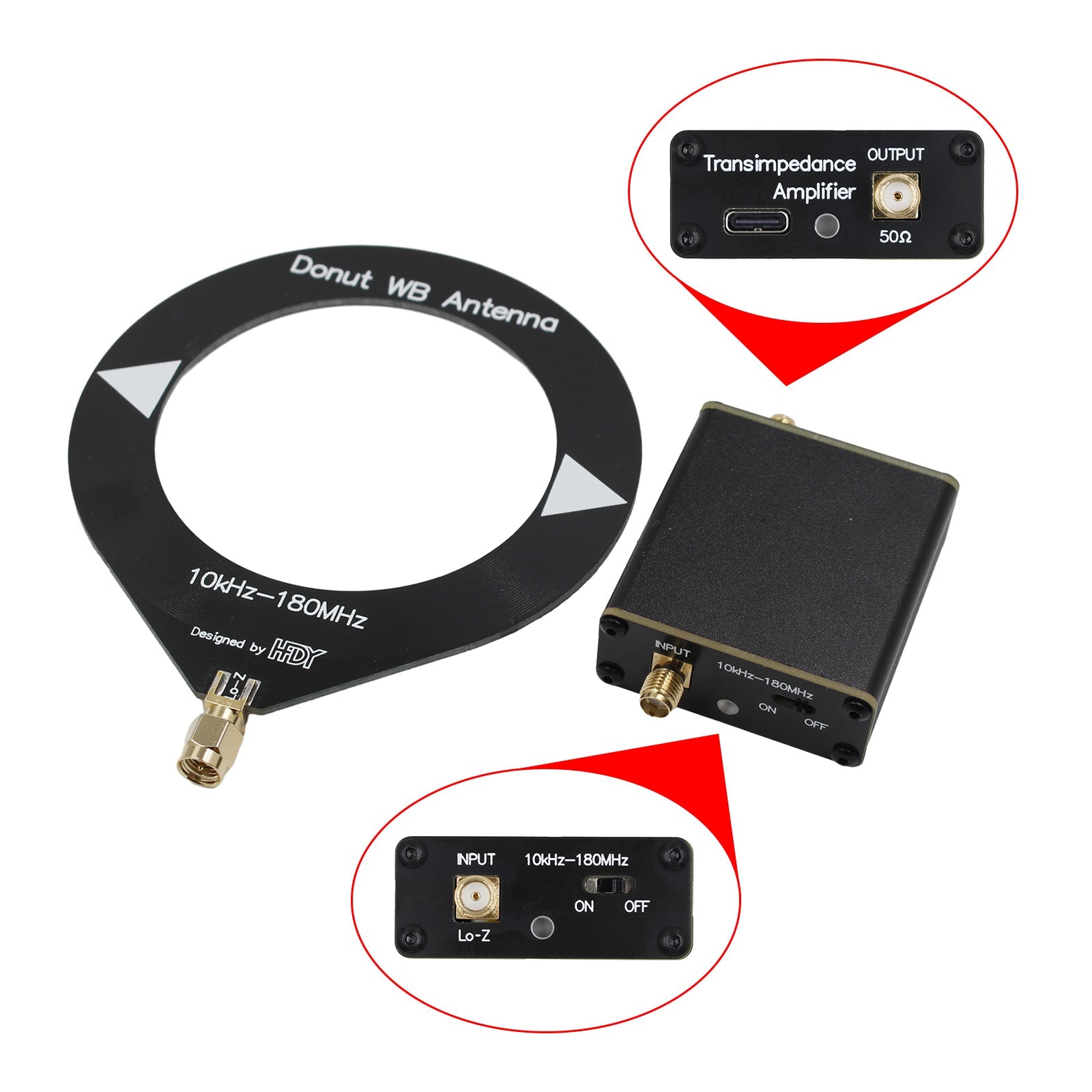 10Khz-180Mhz Upgraded Donut Broadband Antenna With Low Impedance Converter