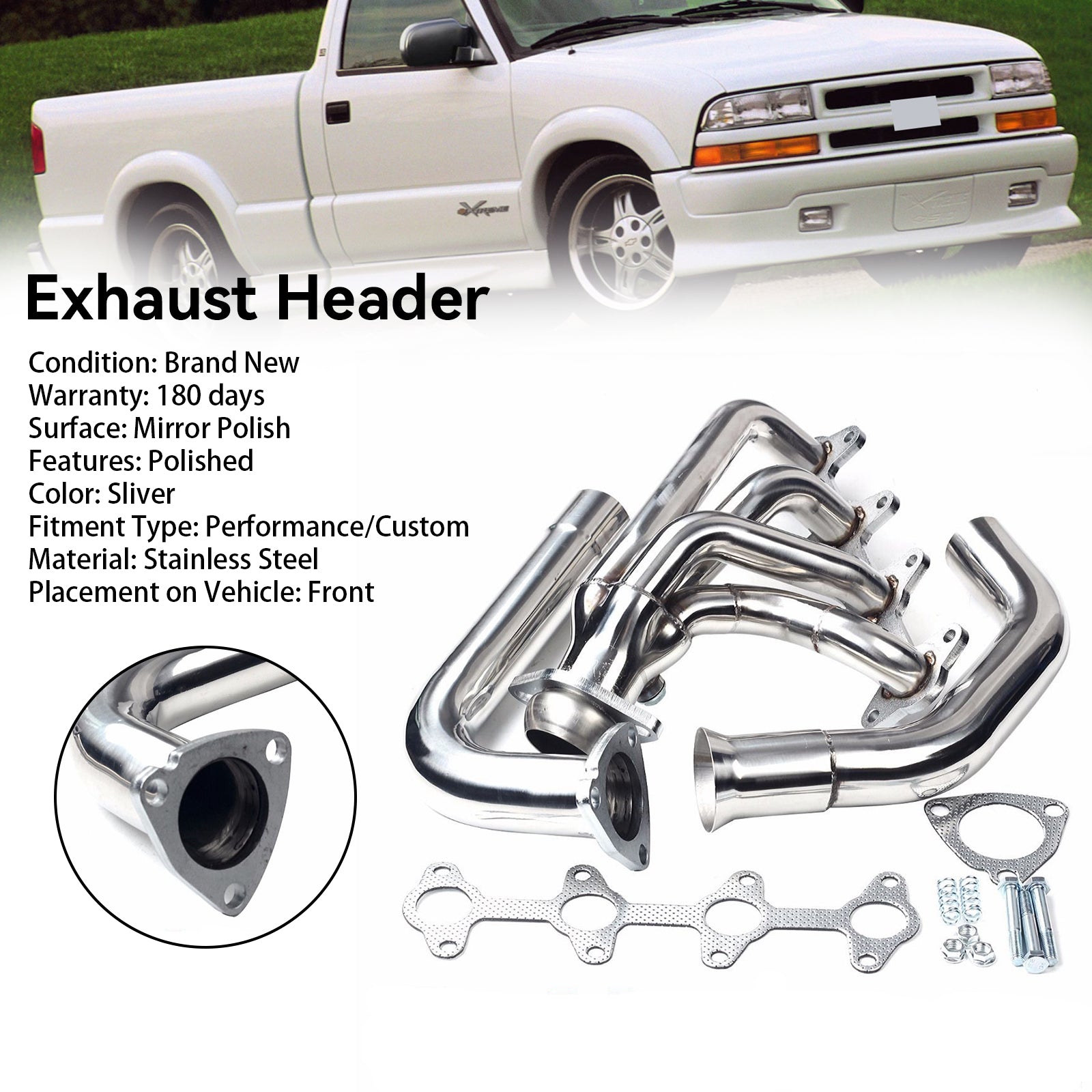 Manifold Pipe Header Fit Chevy S10 Fit GMC Sonoma 1994-04 2.2L 4Cyl Pickup