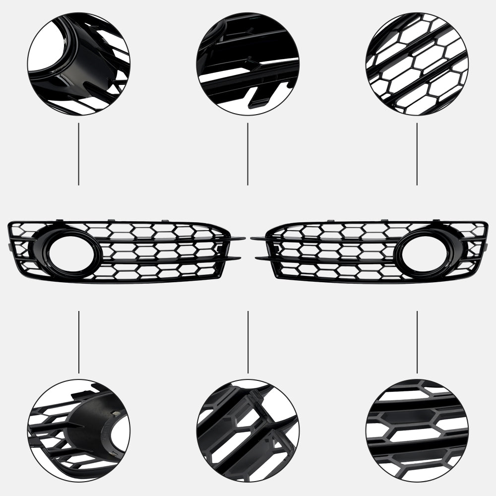 Audi A3 8P S-Line 2009-2012 Honeycomb Front Bumper Fog Light Grill Cover