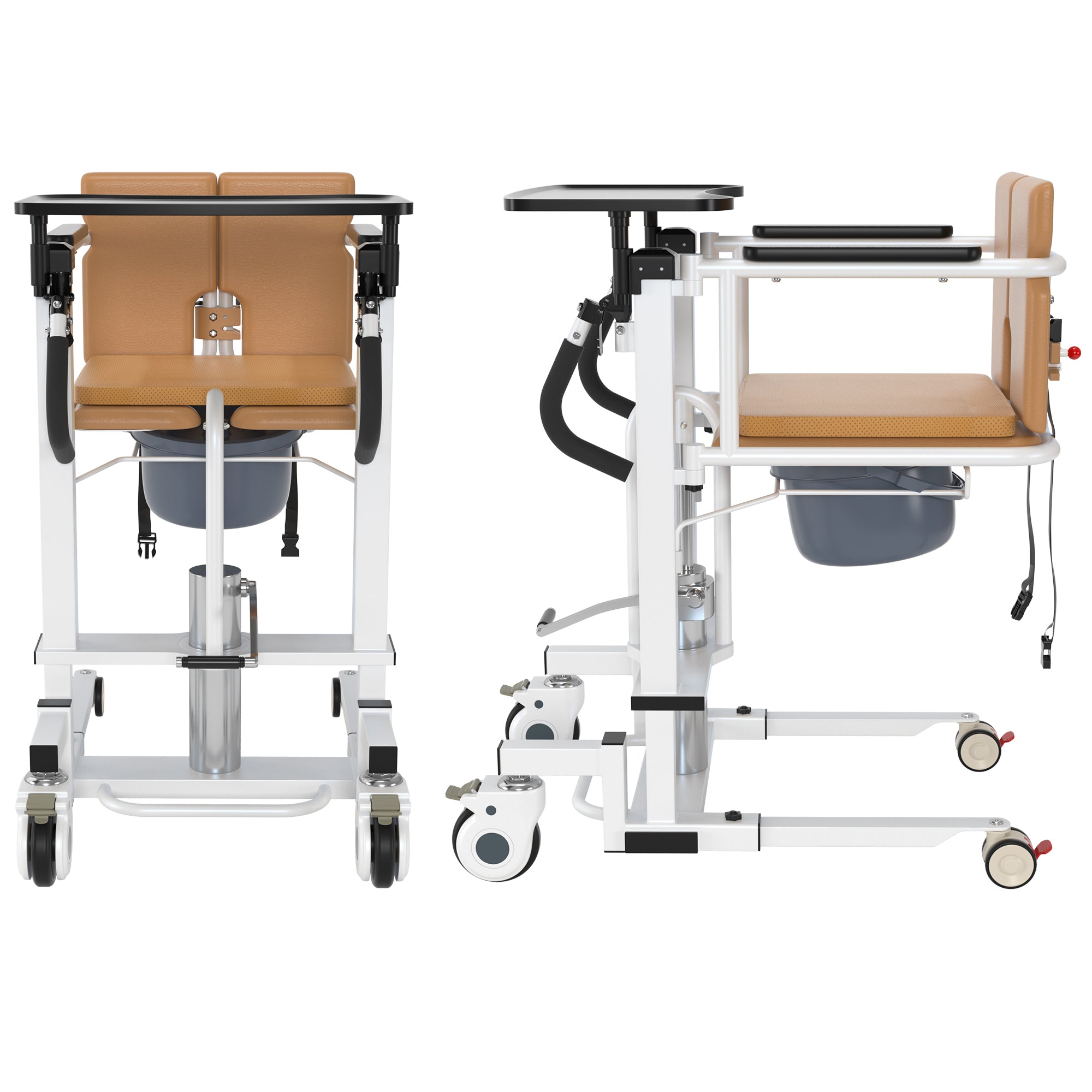 Hydraulic Patient Transfer Lift Wheelchair w/180° Split Seat And Table