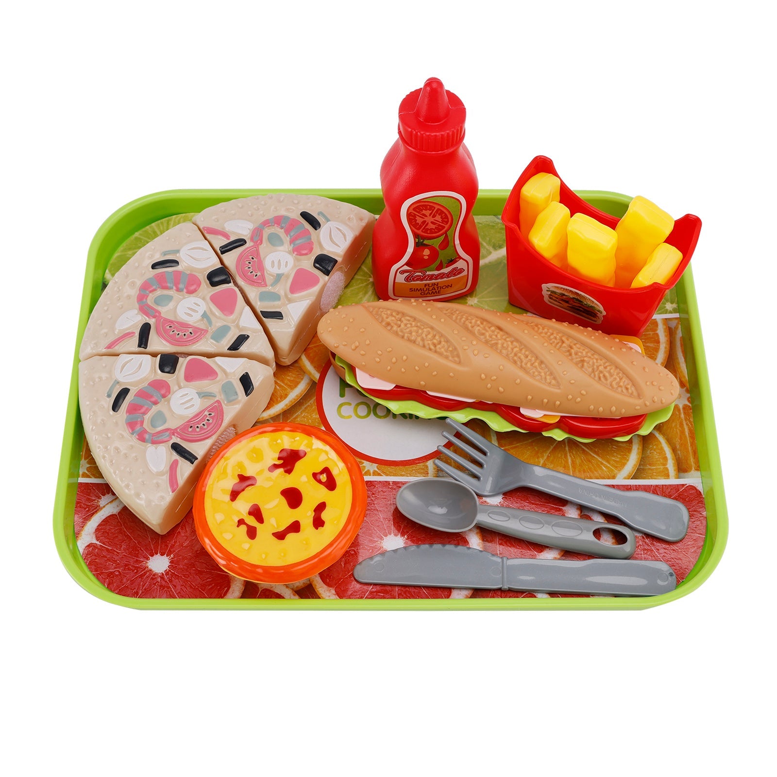 Pizza Egg Tart Hot Dog Fries Play Food Kitchen Set Children Toy Set For Kid