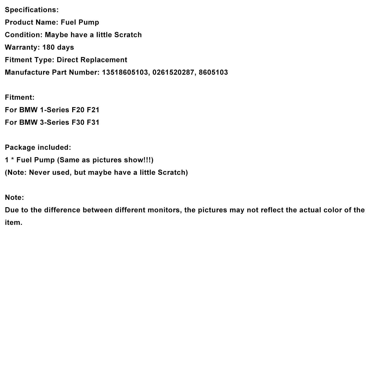 BMW 1-Series F20 F21 High Pressure Fuel Pump 13518605103