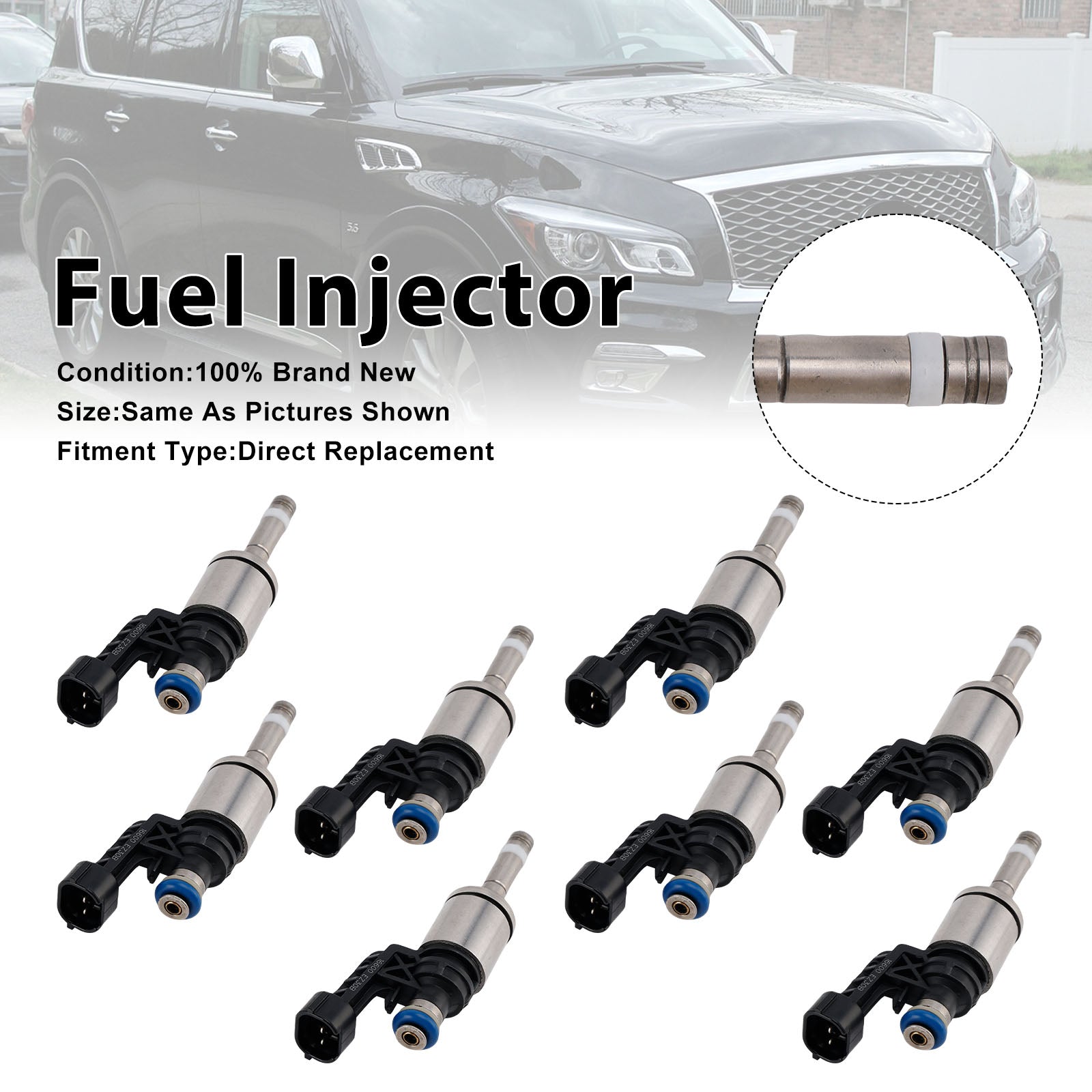 2016-2020 For Infiniti QX80 Base, Limited, Luxe 8 Cyl 5.6 L GAS 8PCS Fuel Injector 16600-EZ30B