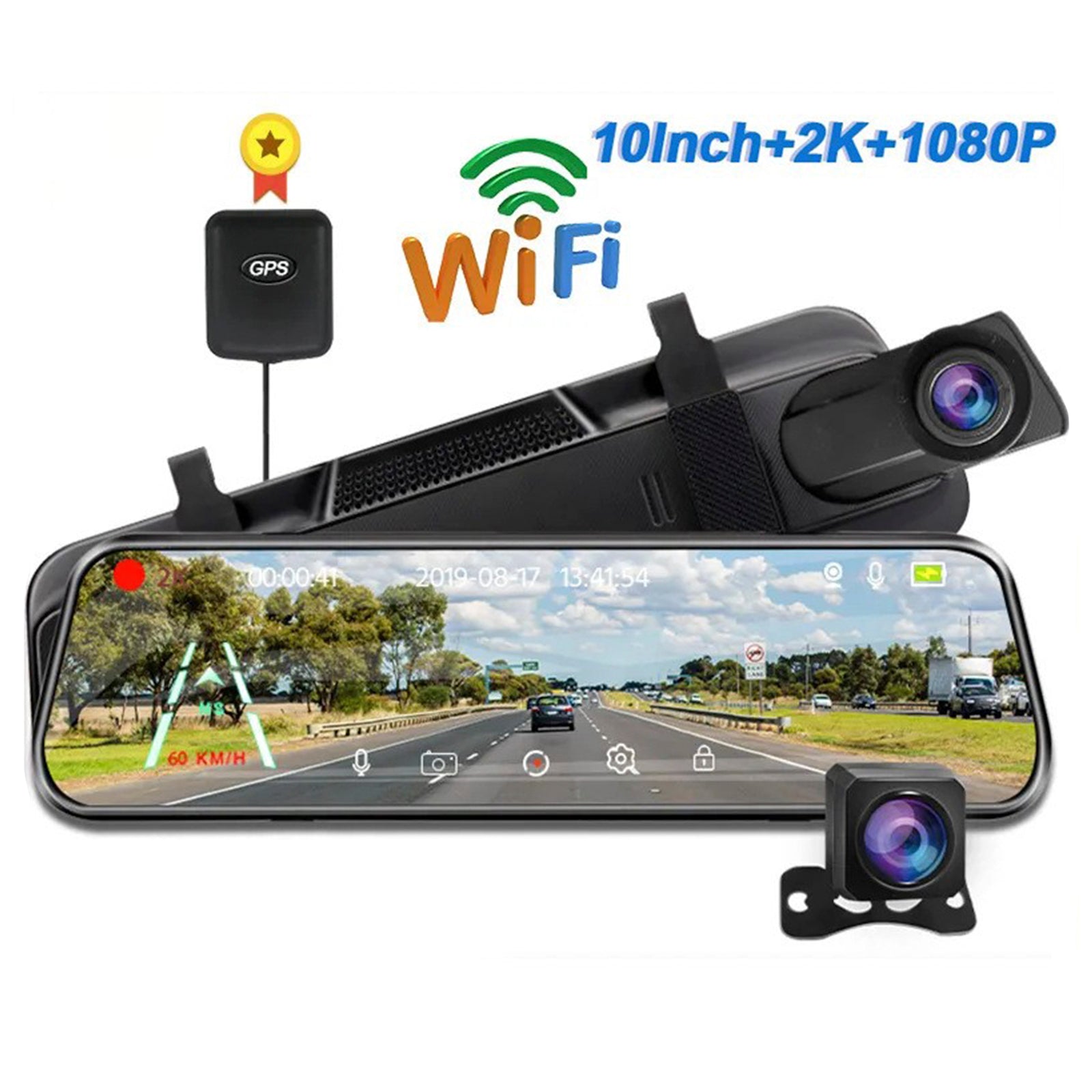 10-inch Full Screen HD 1080P Rearview Mirror Streaming Media Driving Recorder
