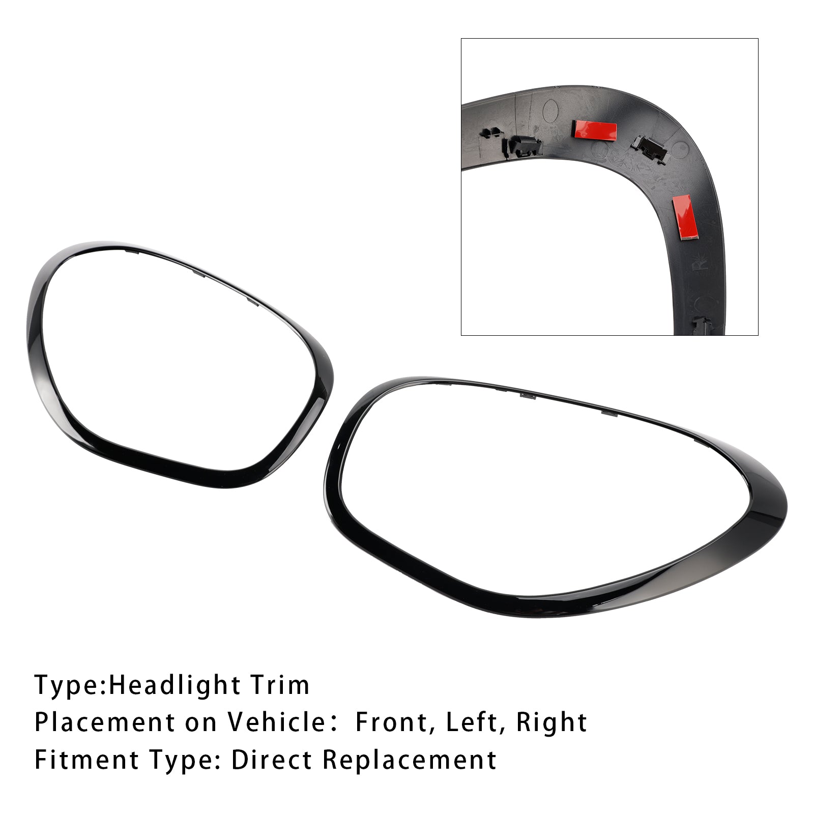 2pcs Gloss Black Headlights Ornamental Ring For Mini Cooper Countryman R60
