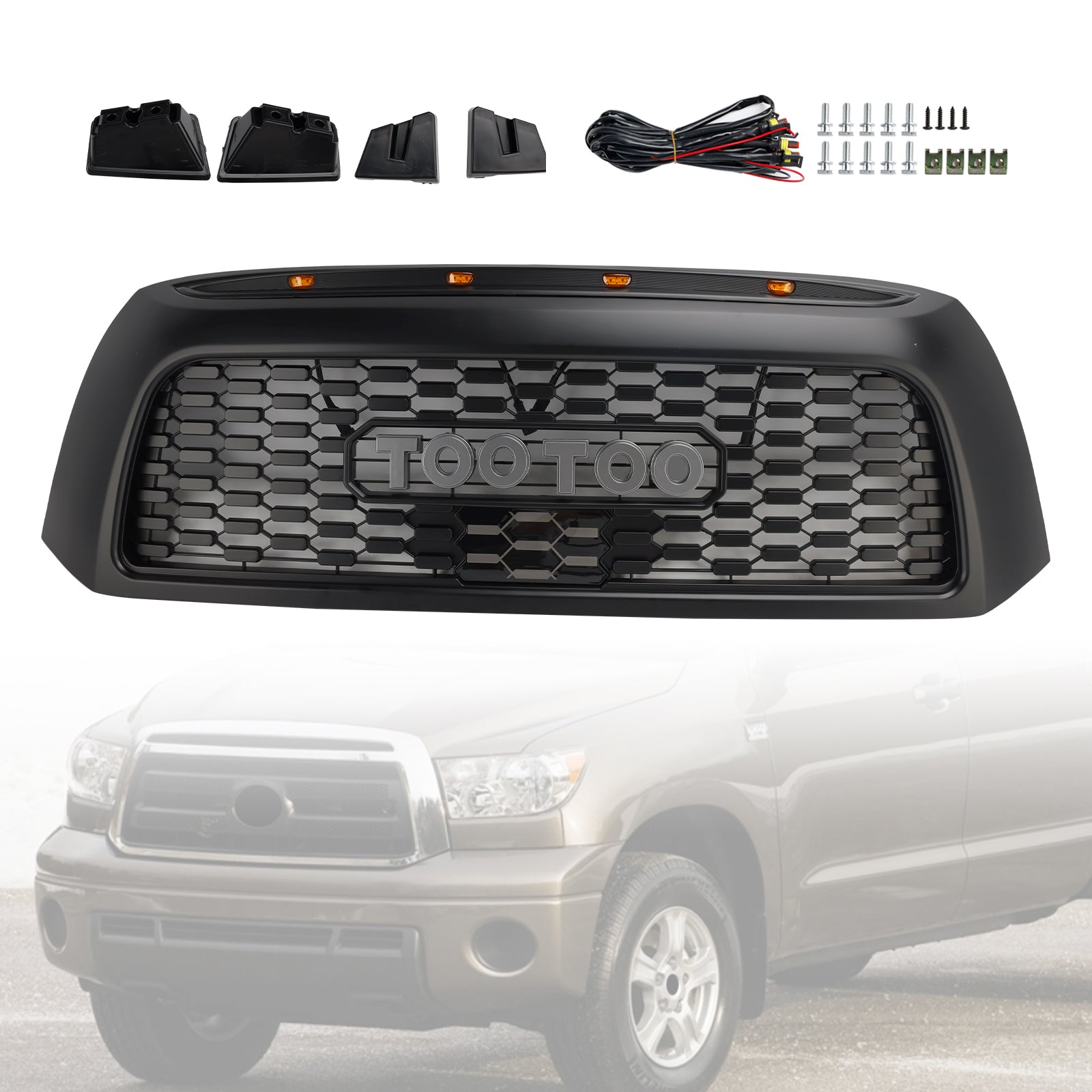 2006-2009 Toyota Tundra TRD PRO Honeycomb Front Bumper Grill Grille Black