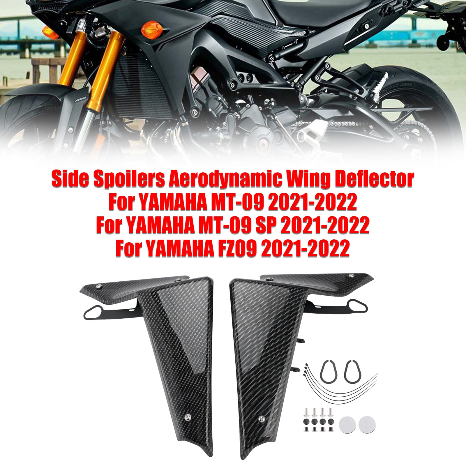 2021-2022 야마하 MT-09 SP FZ09 사이드 스포일러 공기역학적 윙 디플렉터