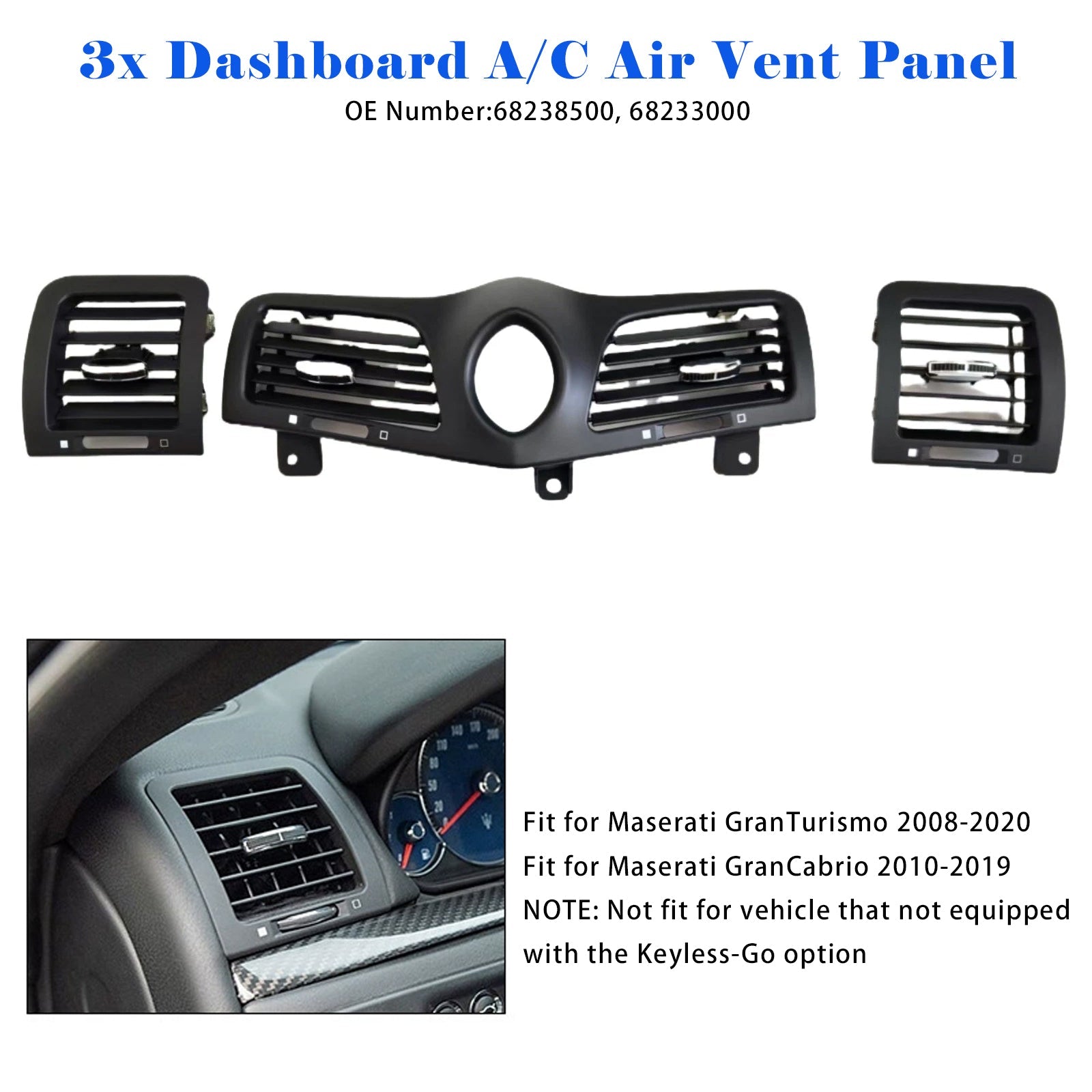 Dashboard A/C Air Vent Panel Grille for Maserati GranTurismo (M145) 2008-2019