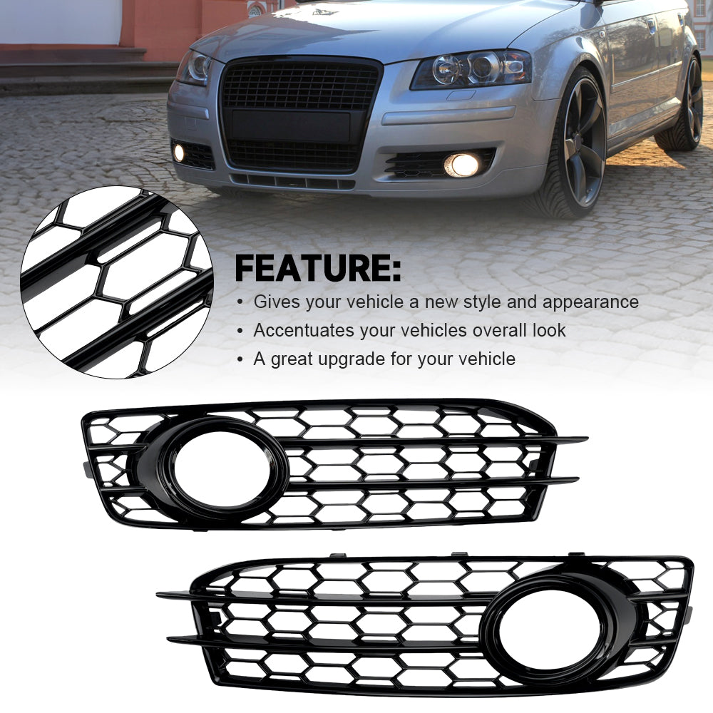 Audi A3 8P S-Line 2009-2012 Honeycomb Front Bumper Fog Light Grill Cover