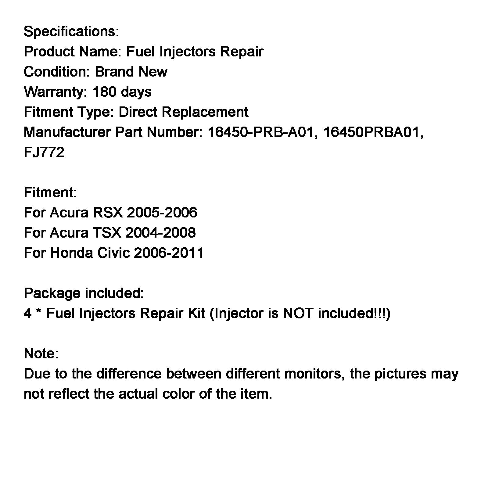 Fuel Injector Repair O-rings Seals Kit 16450-PRB-A01 Fit Acura RSX TSX