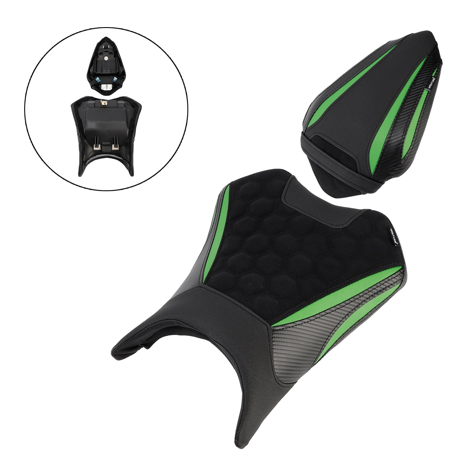 2024-2025 For Kawasaki Ninja 500 Z500 Front&Rear Raider Passenger Cushion Kit Black2