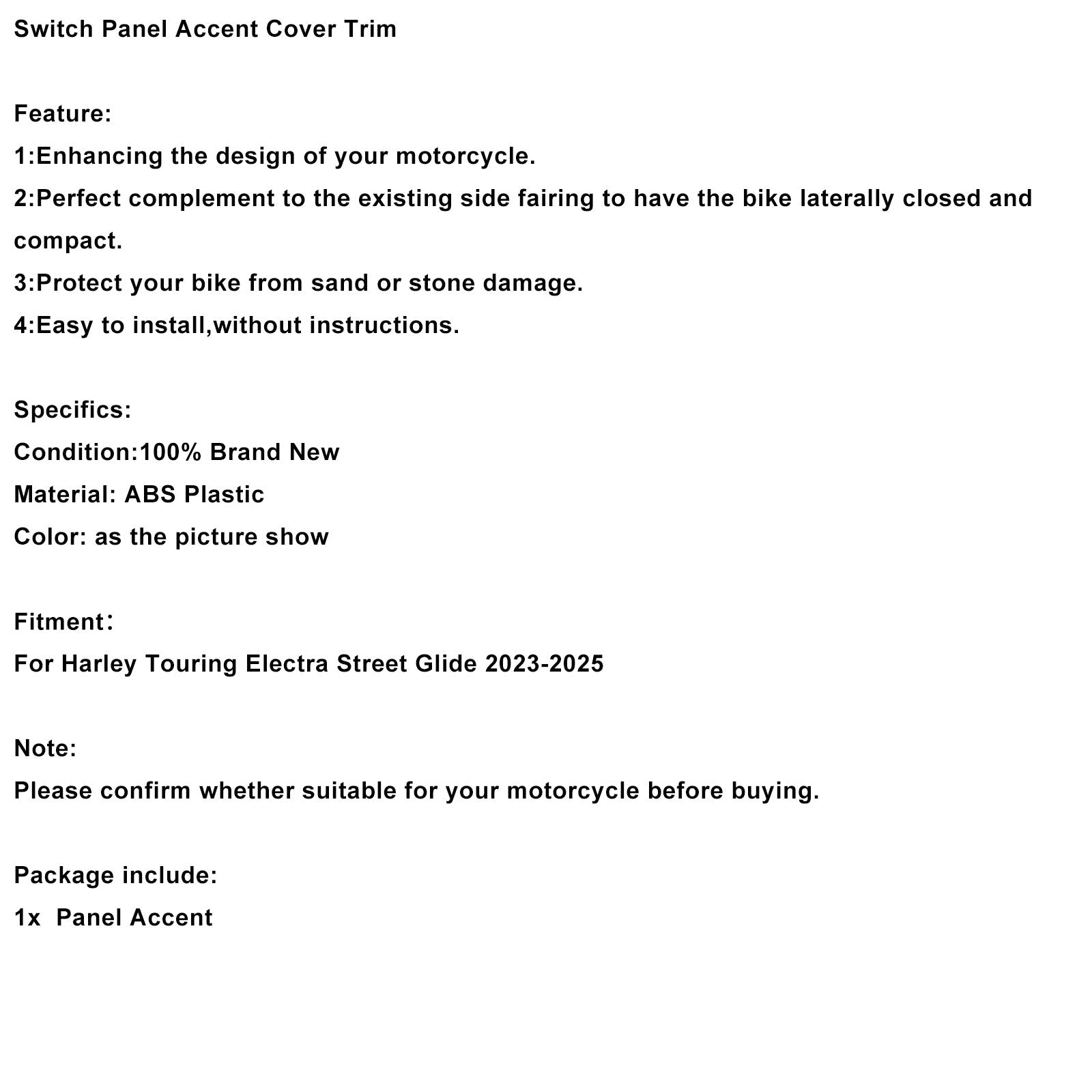 2023-2025 Touring Electra Street Glide Switch Panel Accent Cover Trim