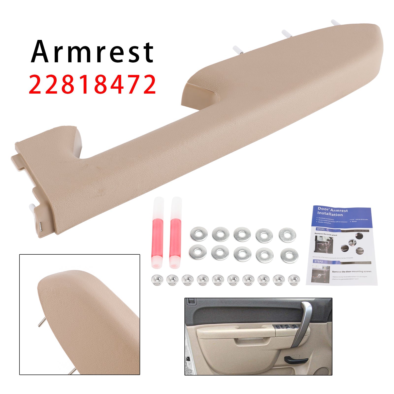 Front Right Armrest Repair Kit Fit For Chevy Silverado 1500 2500HD 2010-2014 Tan