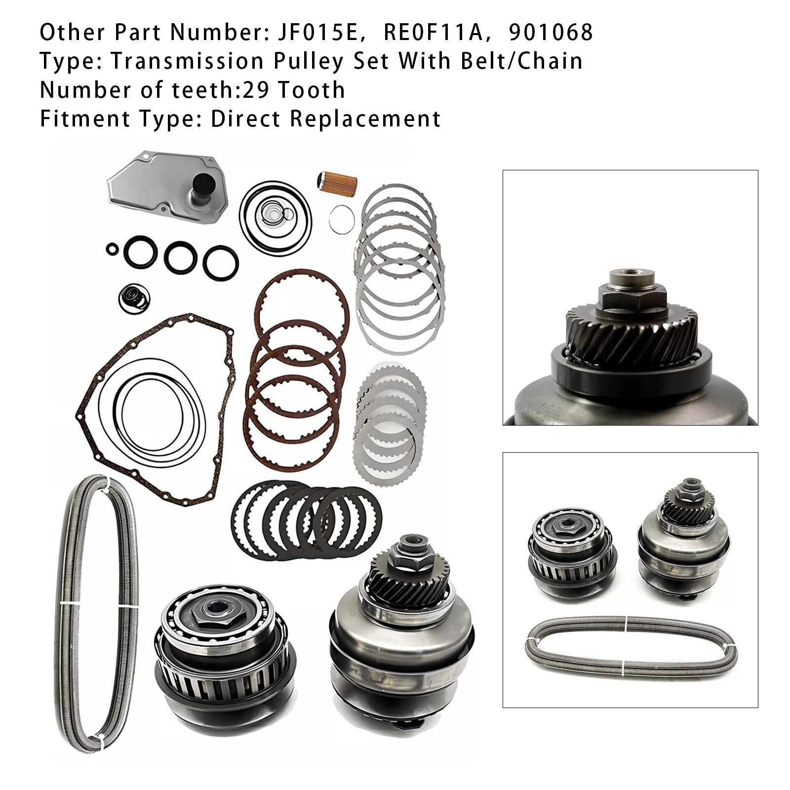 2013 MITSUBISHI TOPPO L3 0.7L Transmission Master Rebuild Kit & Pulley W/ Belt JF015E RE0F11A 29T