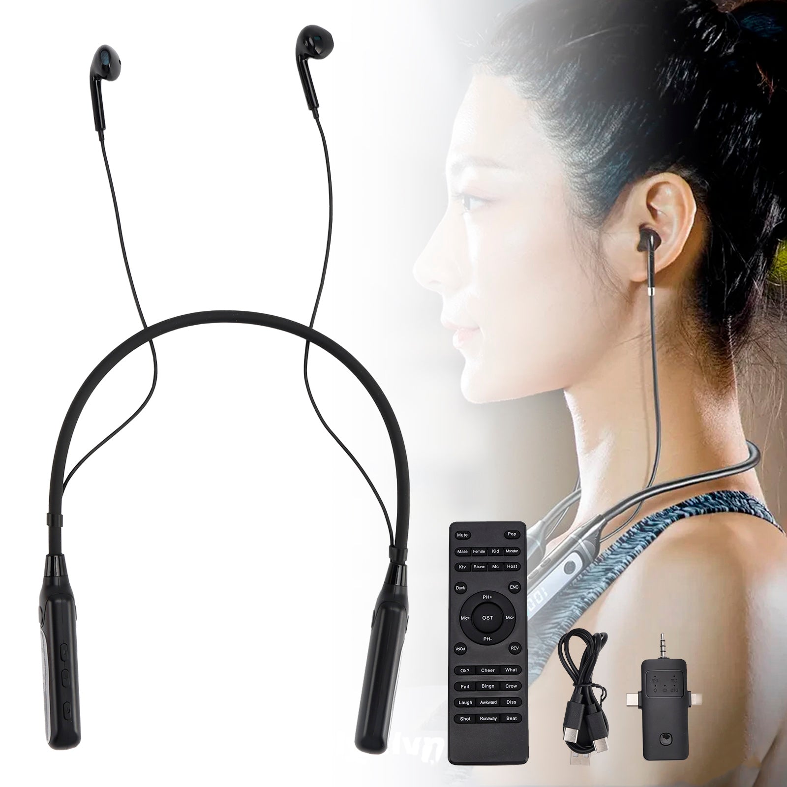 Wireless Sound Card Complete Neckband Live Streaming Earphones for Phone PC TV
