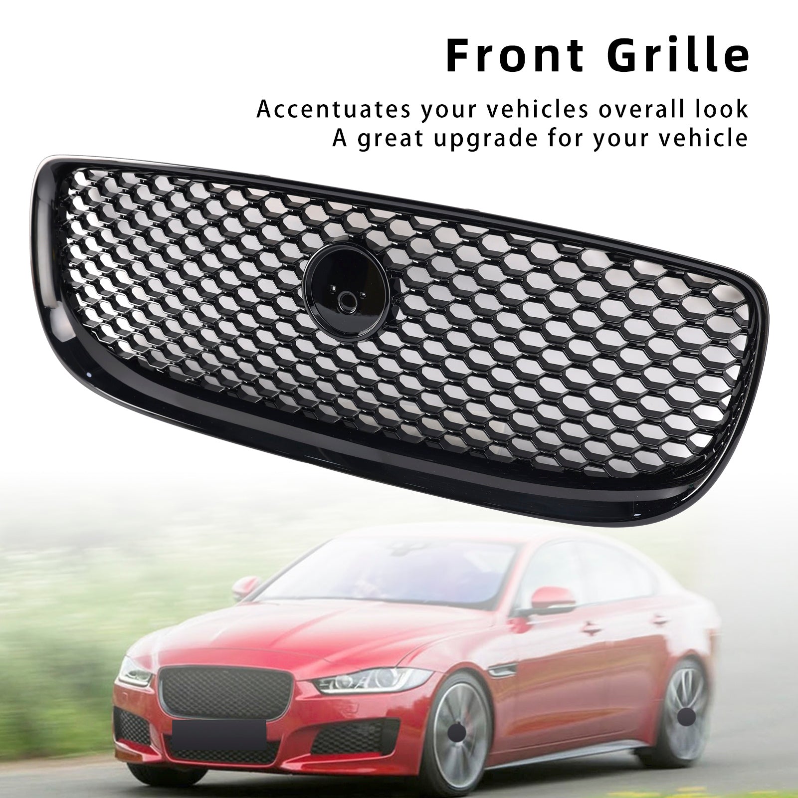 Gloss Black Honeycomb Front Bumper Grille Grill Fit Jaguar XE 2015-2018