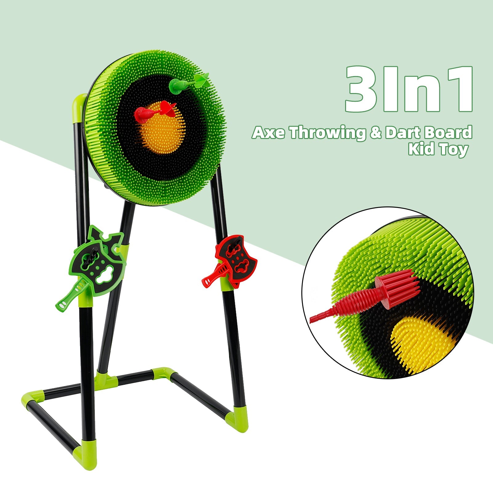 3In1 Axe Throwing & Dart Board Kid Toy Set Backyard Indoor & Outdoor Party Game