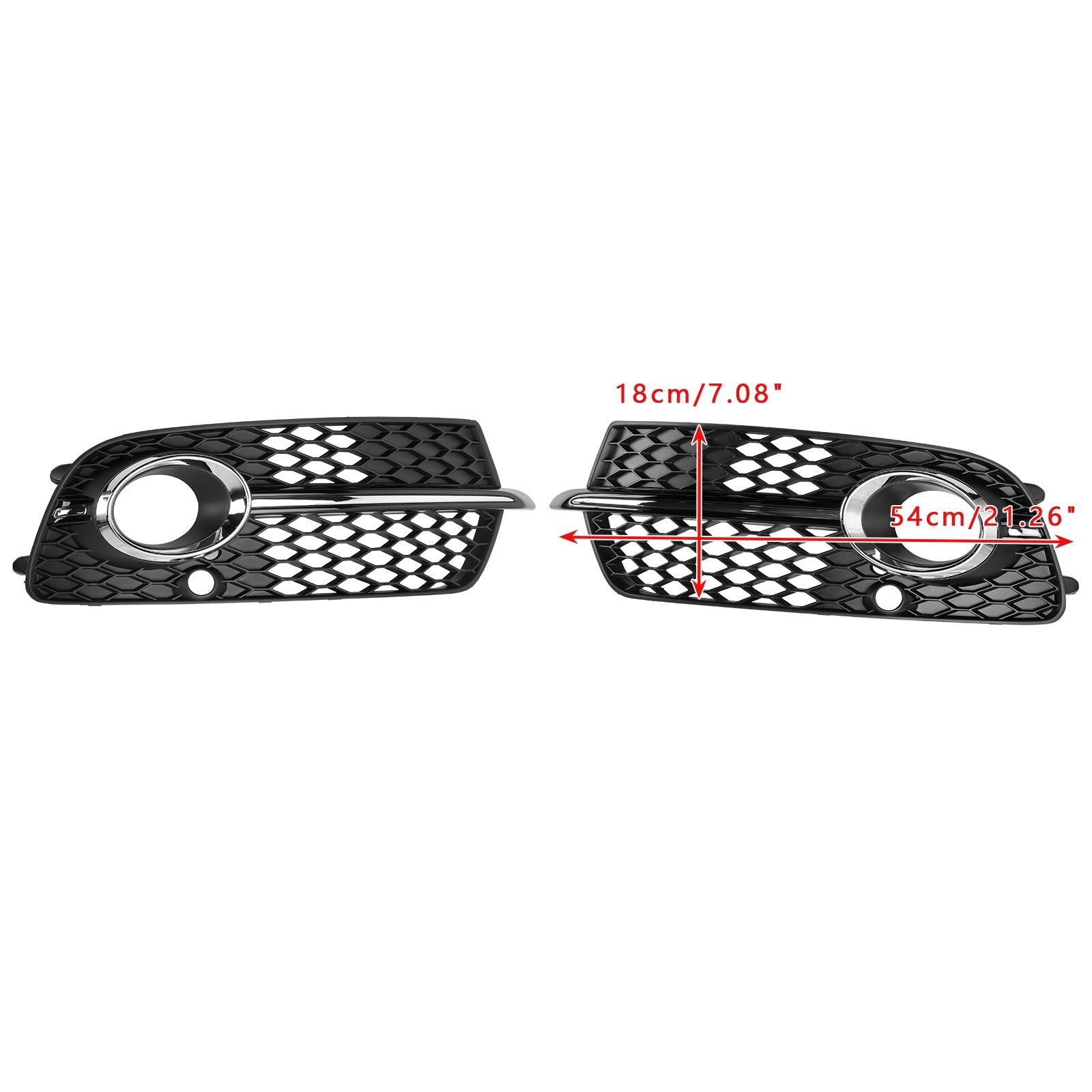 Front Bumper Fog Light Grille Fit Audi Q5 S-Line SQ5 2013-2017 Black Chrome