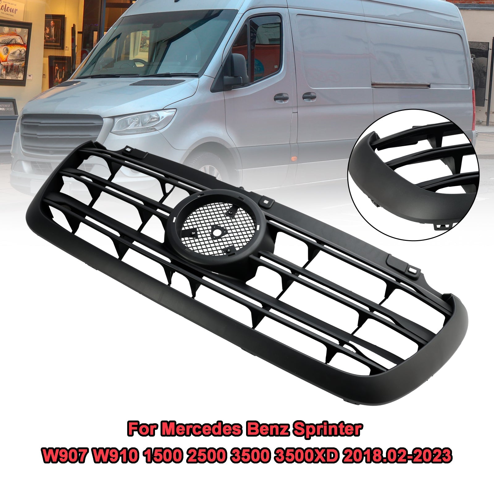 Front Bumper Grille Grill Fit Mercedes Sprinter 1500 2500 3500 W907 2019-2022