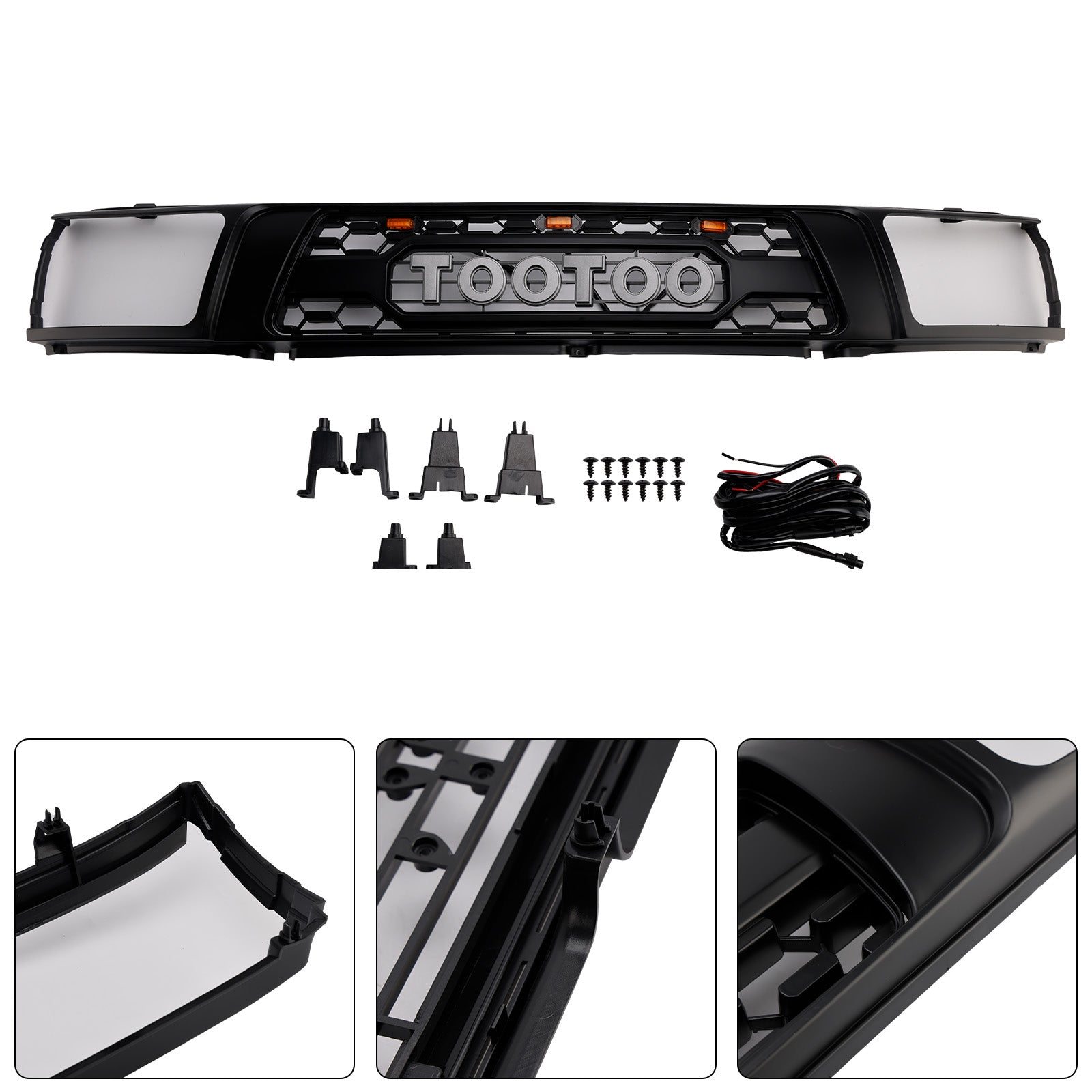 1992-1995 Toyota 4Runner With Led Matte Black Front Bumper Grill Grille