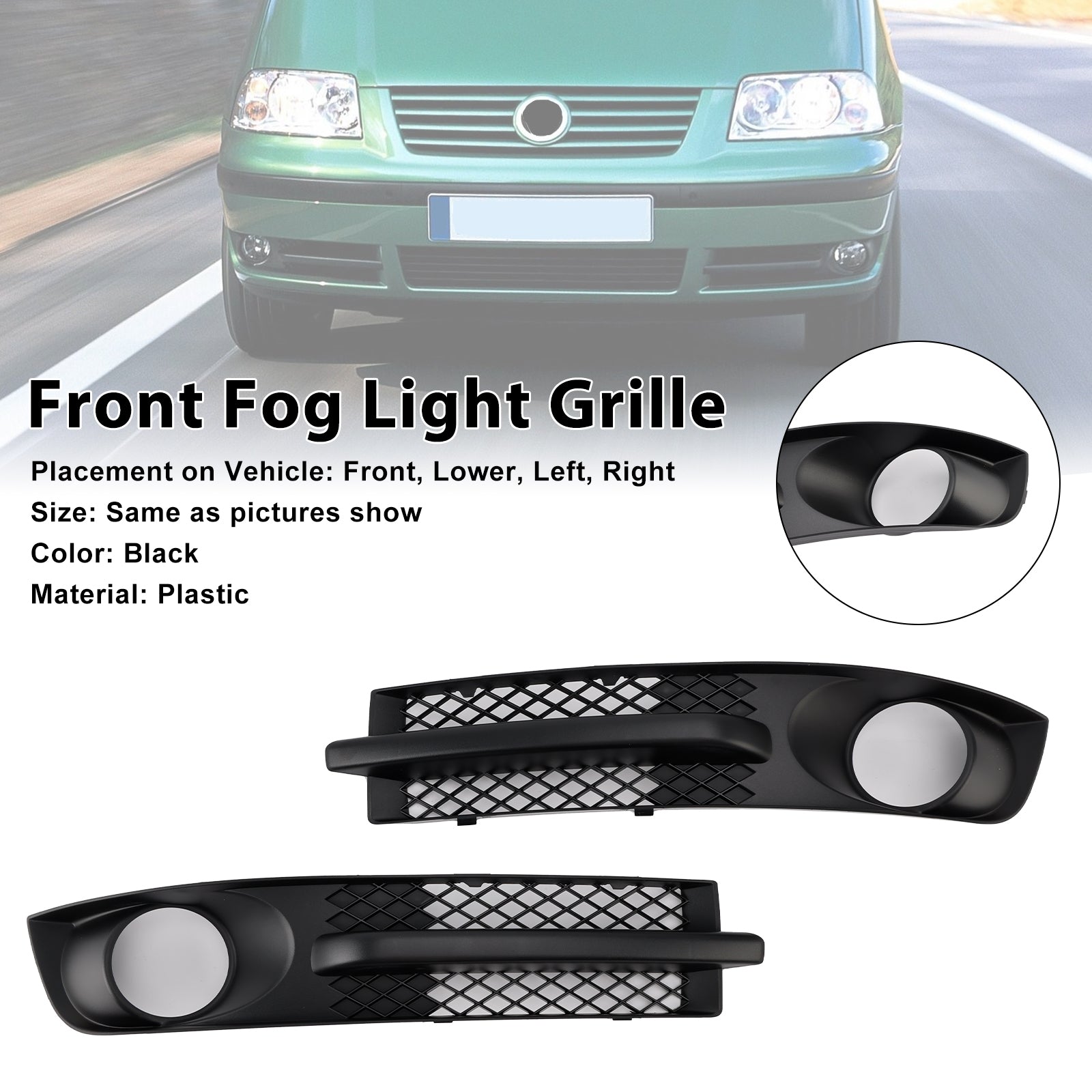 2000-2010 VW Sharan 7M Front Bumper Fog Light Grill W/ Foglight Hole