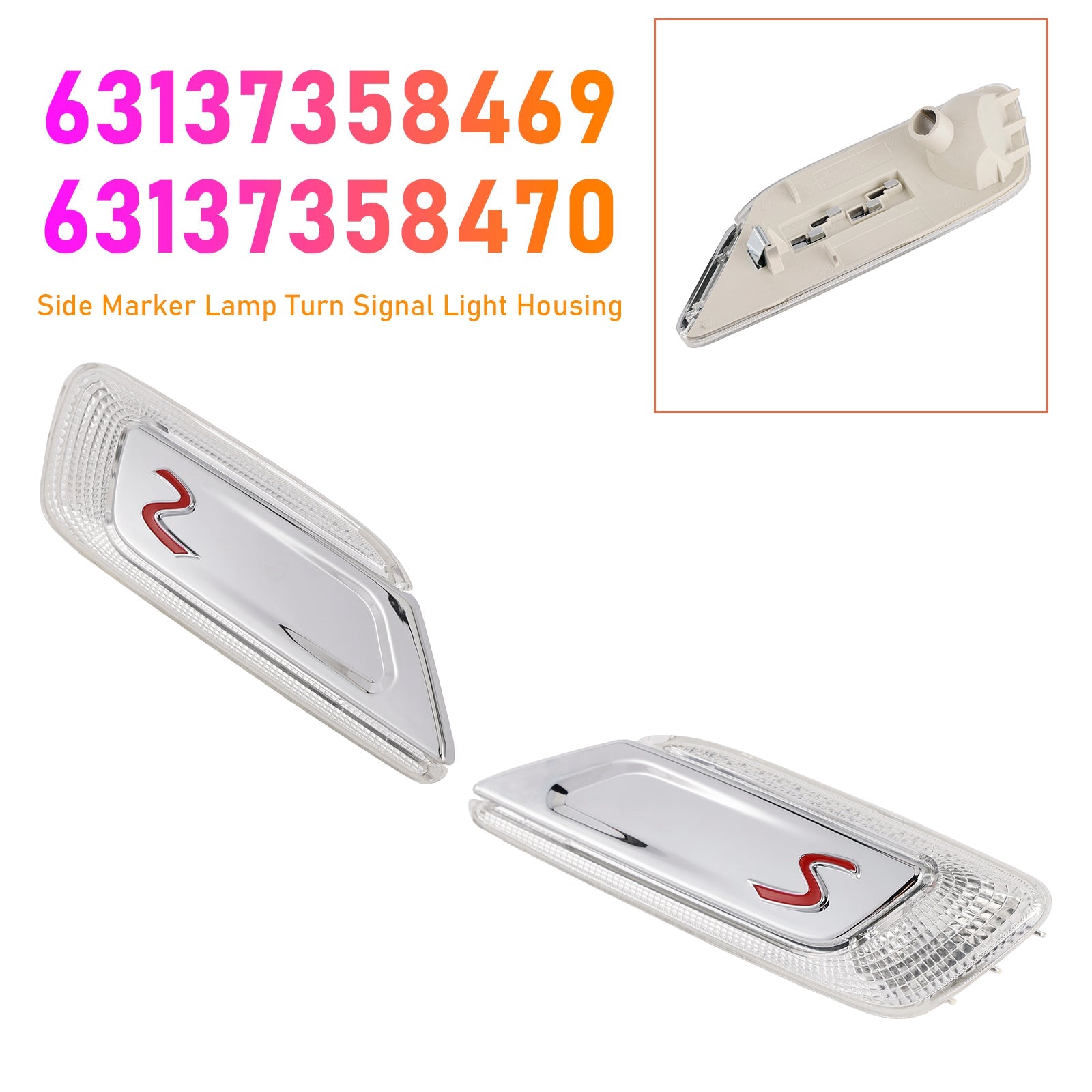 Pair Side Marker Lamp Turn Signal Light Housing for MINI F54 Cooper S 2015-2023