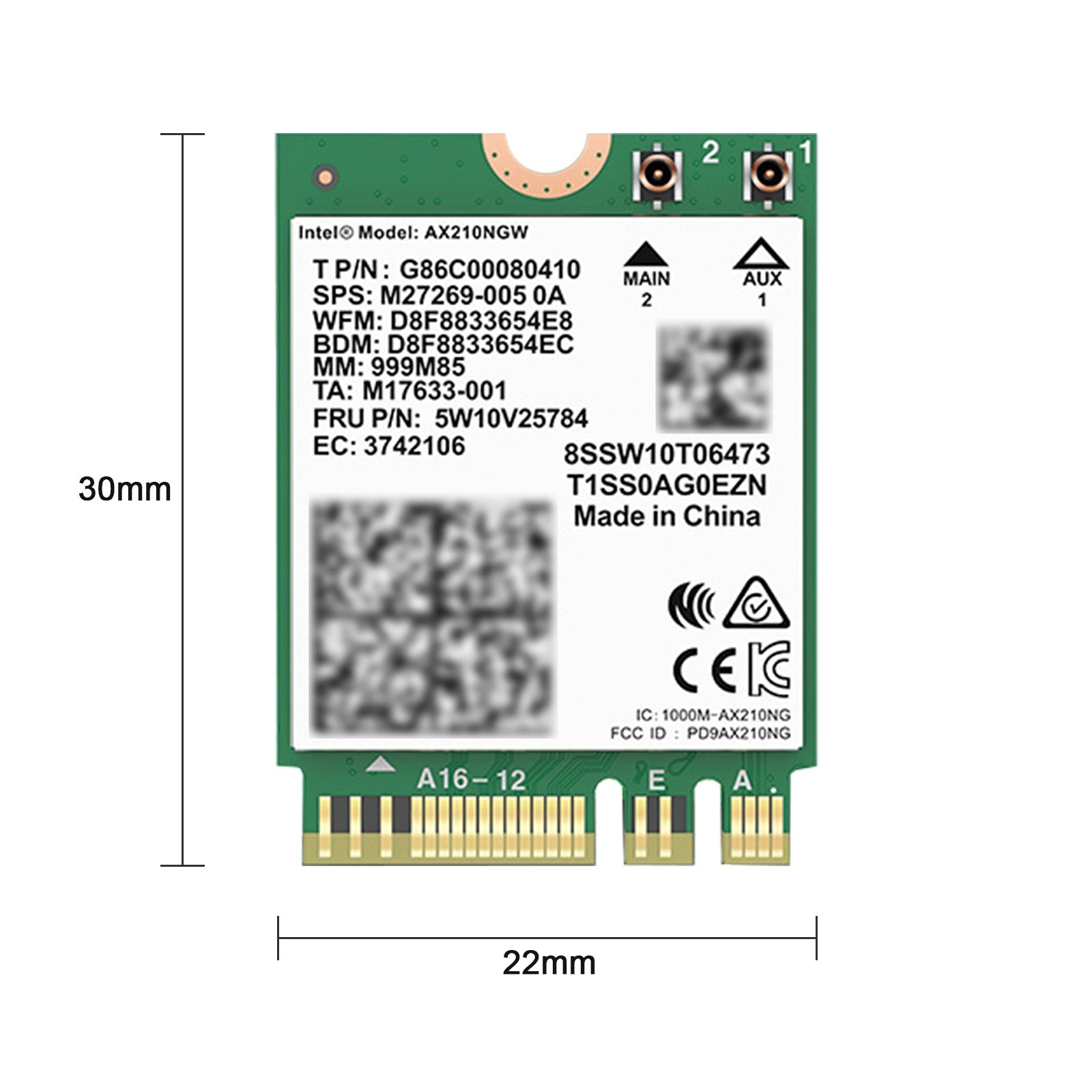 AX210 모듈 Bluetooth 5374Mbps 고속 기가비트 네트워크 카드는 WIFI6을 지원합니다.
