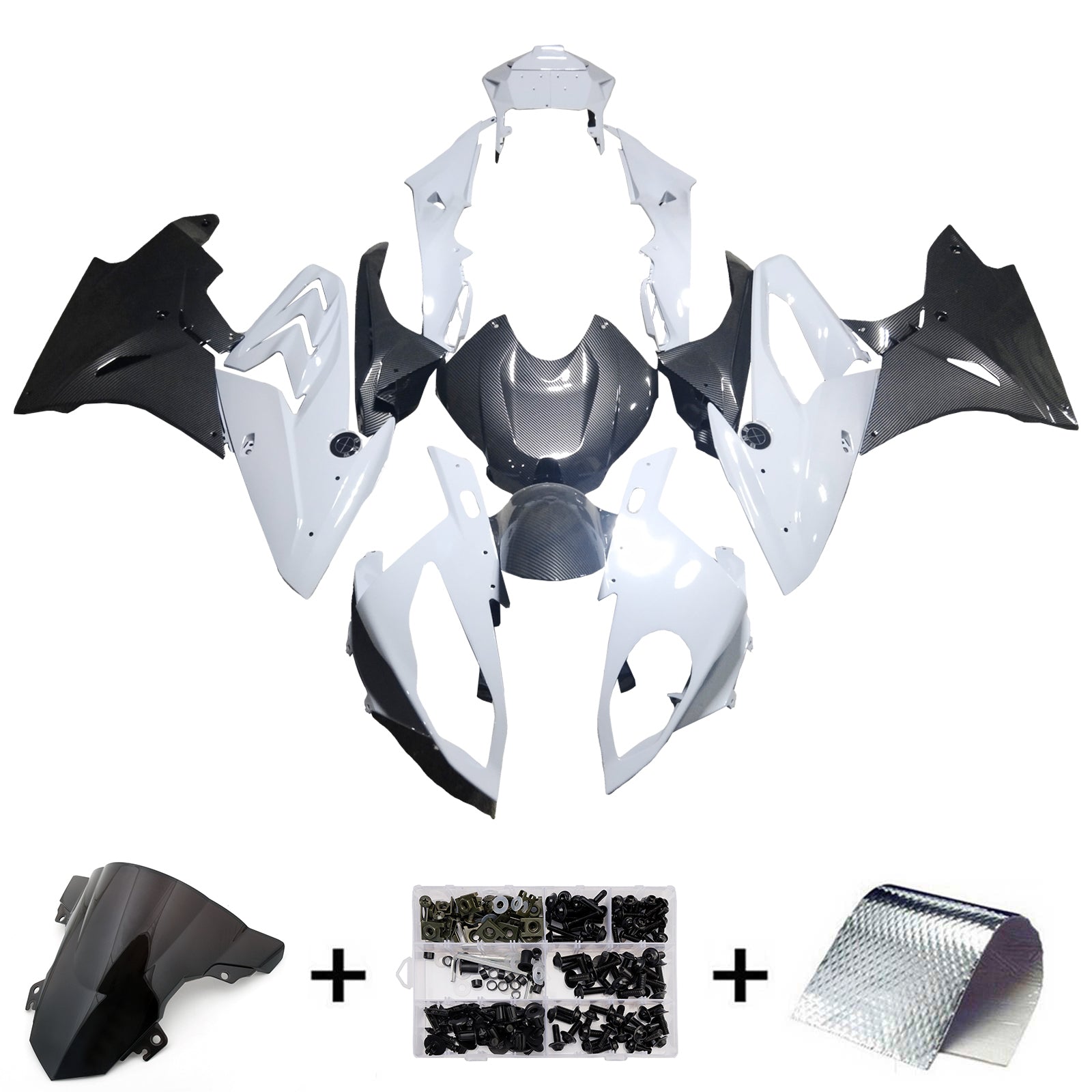 Injection Carbon Fiber Grey Fairing Kit Bodywork Plastic ABS fit For 2017-2018 BMW S1000RR