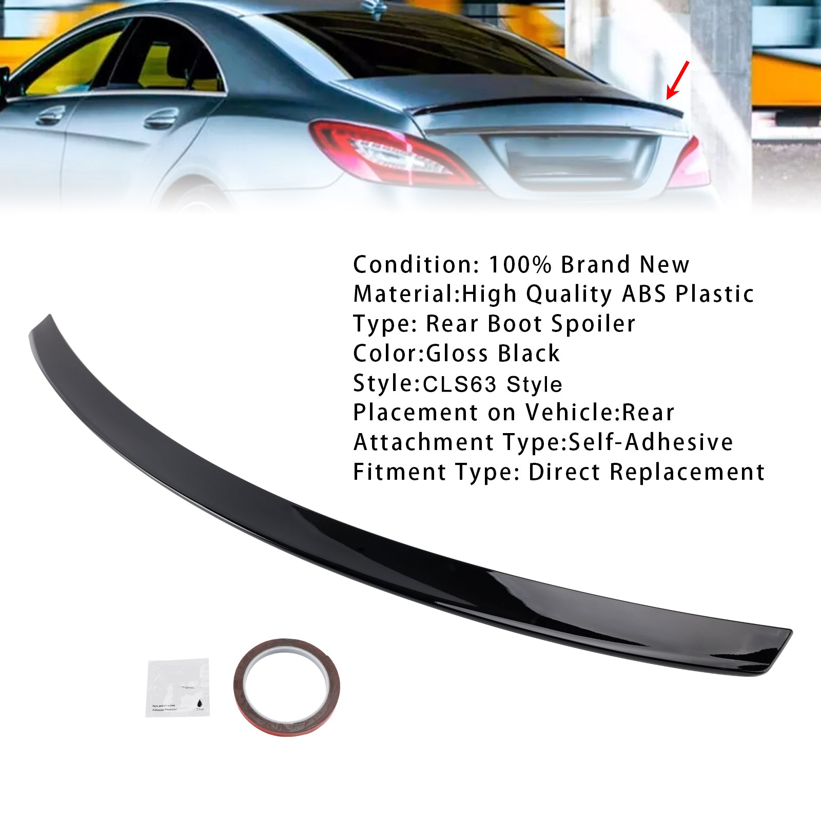 Gloss Black Rear Boot Spoiler For Mercedes-Benz CLS-Class W218 C218 2010-2018