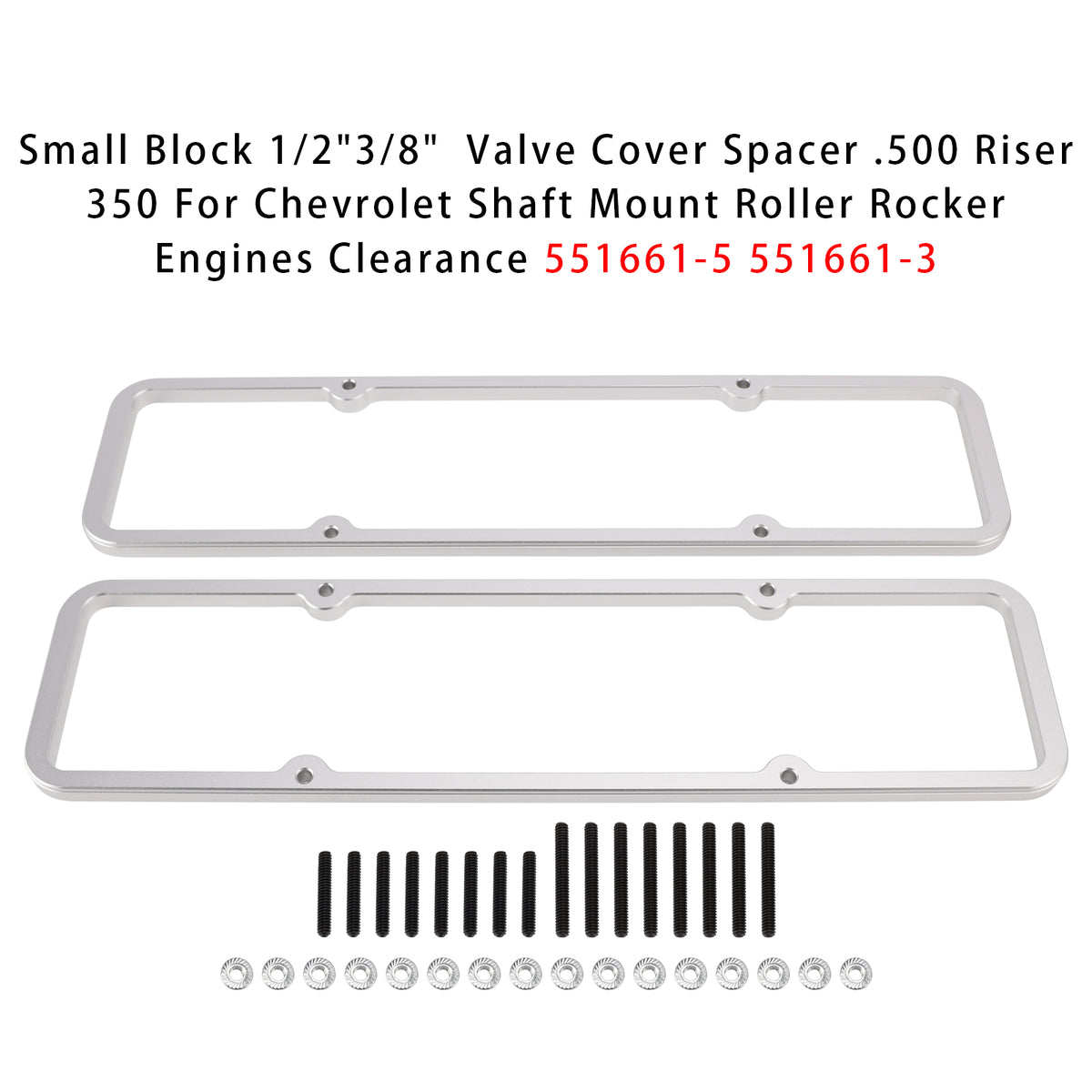 Small Block 1/2"3/8" Valve Cover Spacer 500 Riser 350 For Shaft Mount Roller