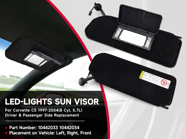 1997-2004 CORVETTE Sun Visor Vanity Mirror C5 Black SunVisors Pair Shaded