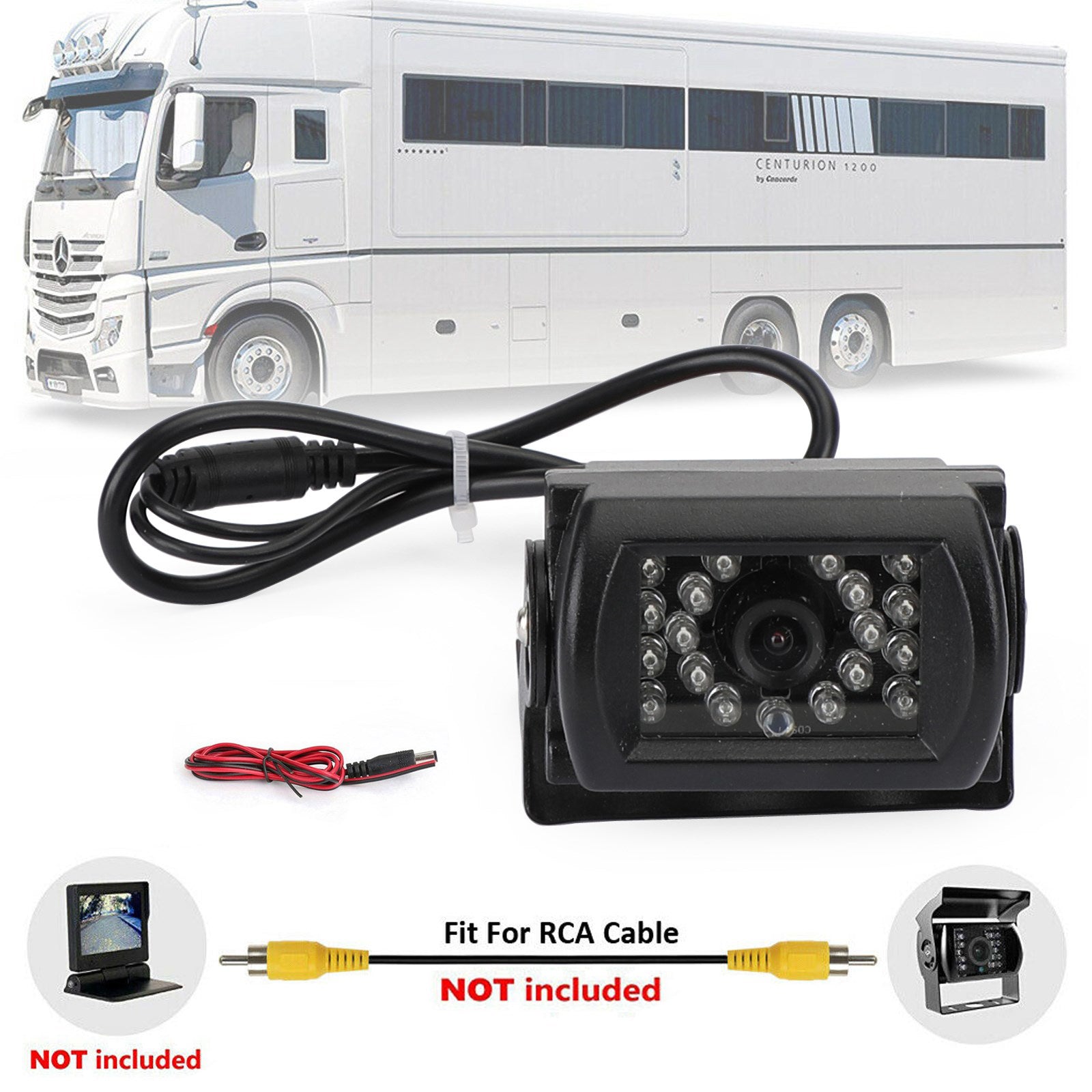 18 IR CCD Car Reverse Camera Heavy Duty Rear View Reversing Camera 12-24V