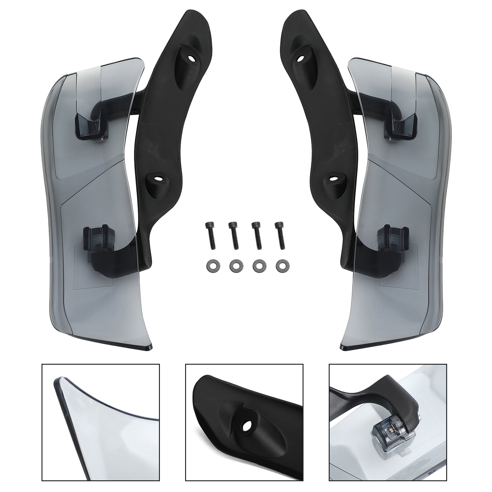 Adjustable Upper Fairing Side Wind Air Deflector For Road Glide 2015-2023 Generic Black Smoke
