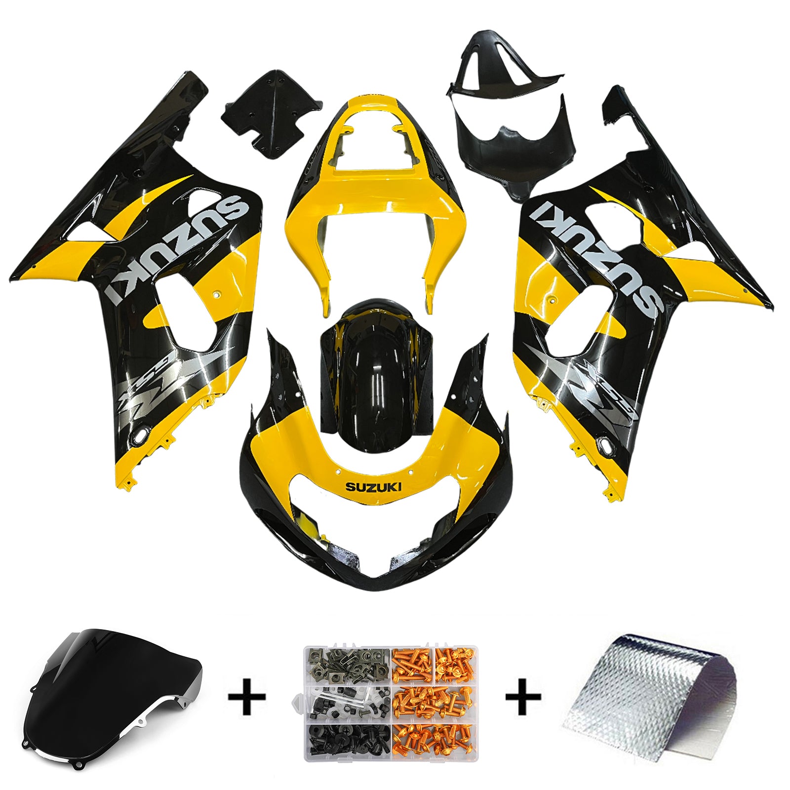 Fairings 2001-2003 Suzuki GSXR 750 Black & Yellow GSXR  Generic