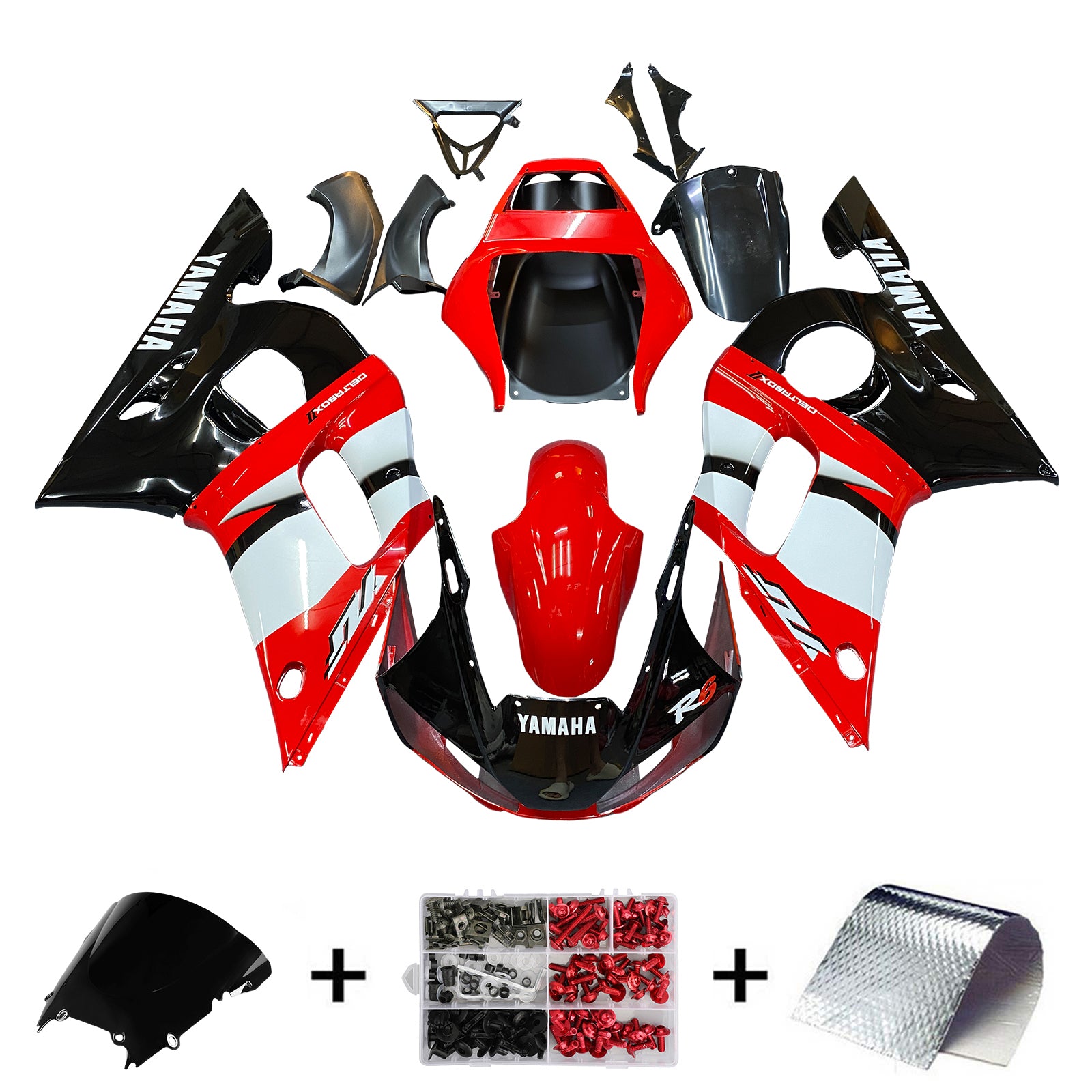 Fairings 1998-2002 Yamaha YZF-R6 Red Black R6  Generic